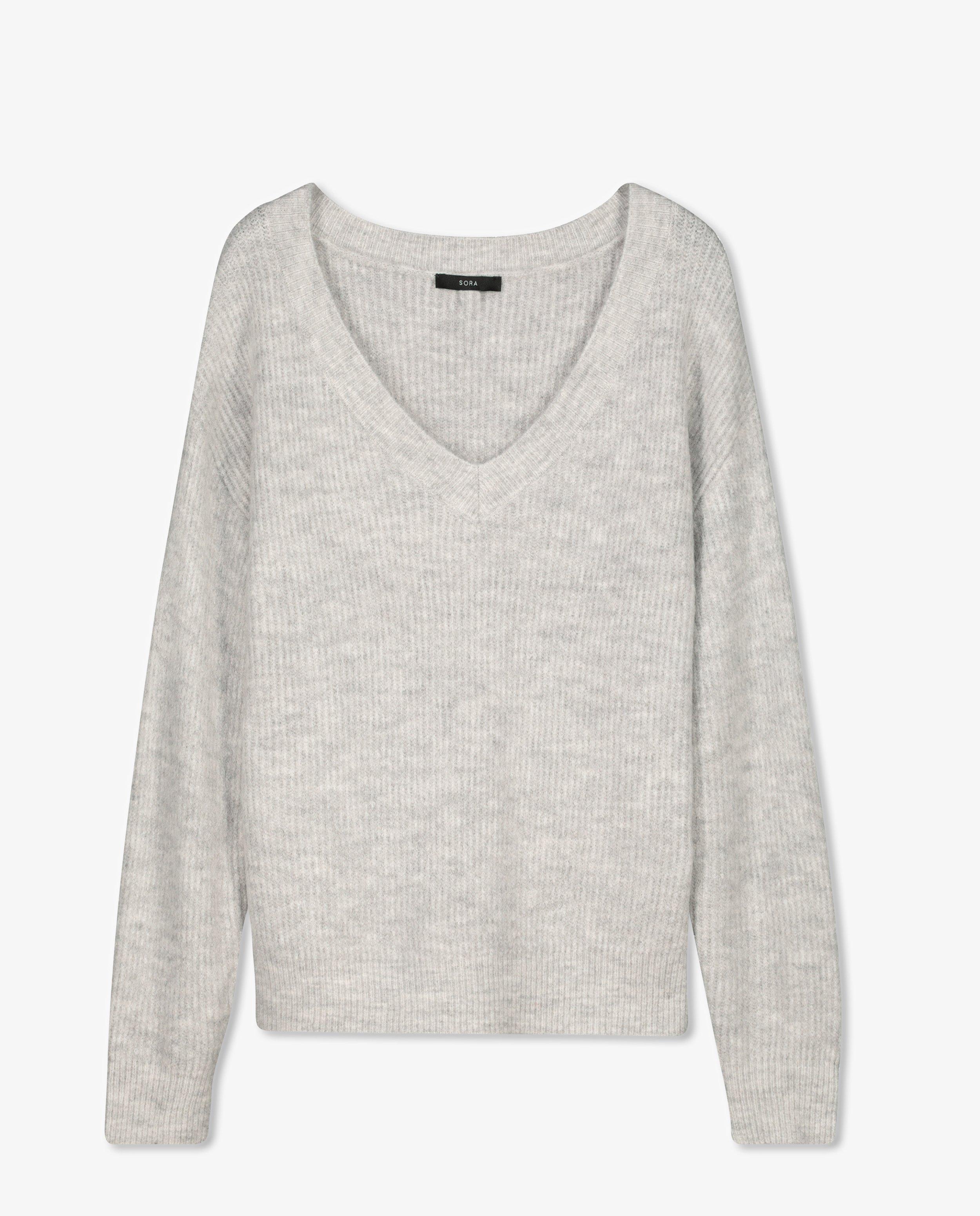 Pull brun avec un col en V Sora - coupe ample - Sora