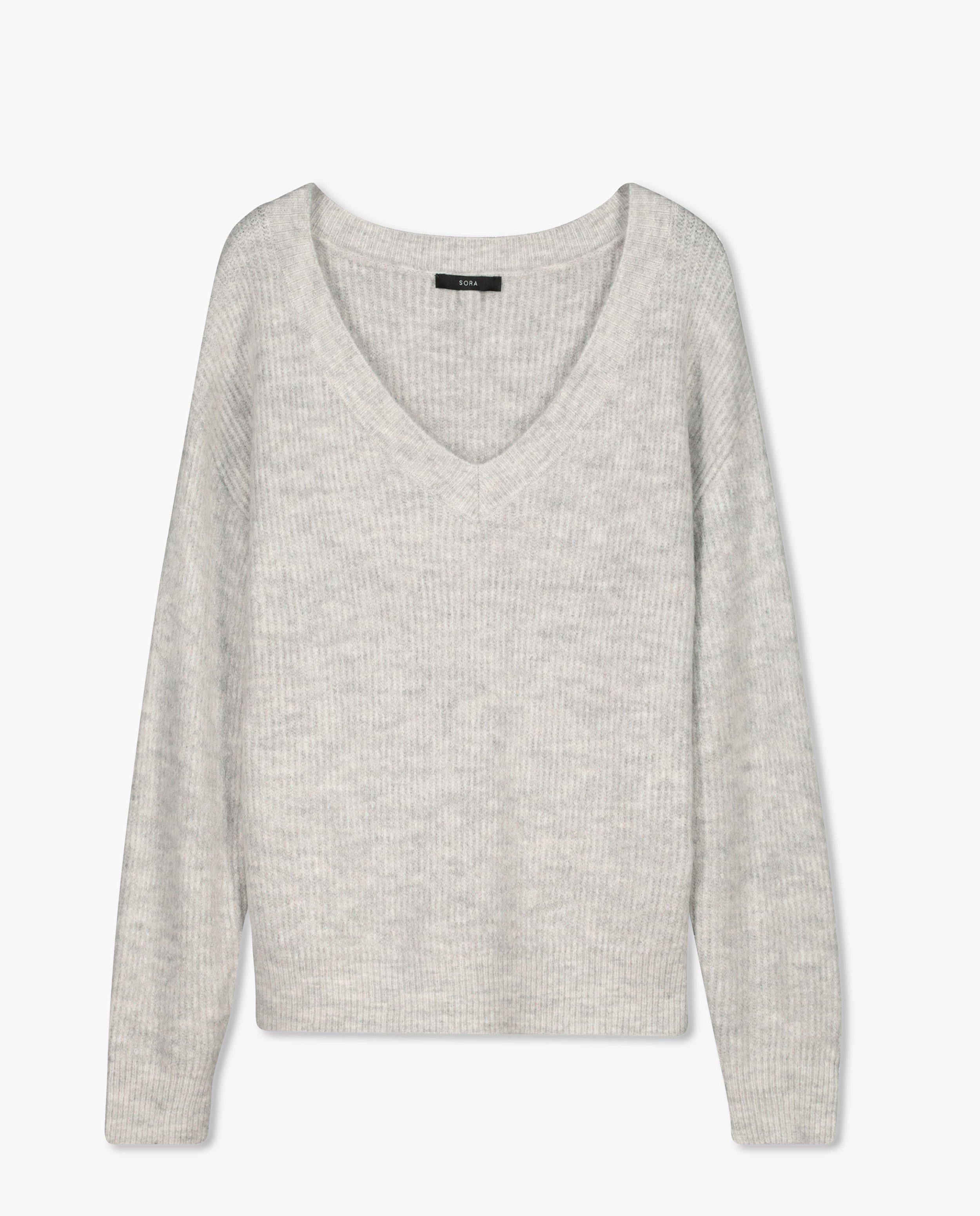 Pull gris avec un col en V Sora - coupe ample - Sora