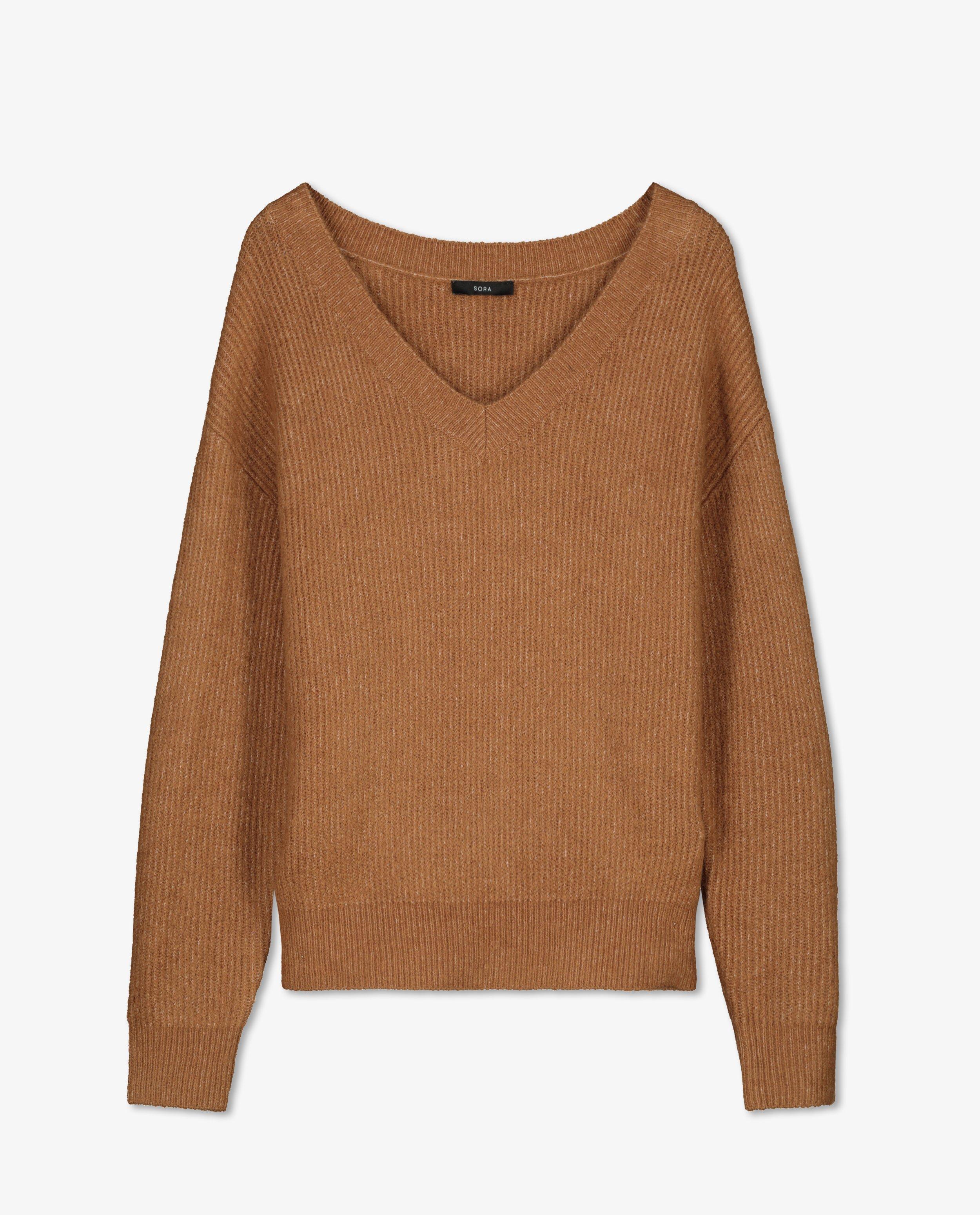 Pulls - Pull brun avec un col en V Sora