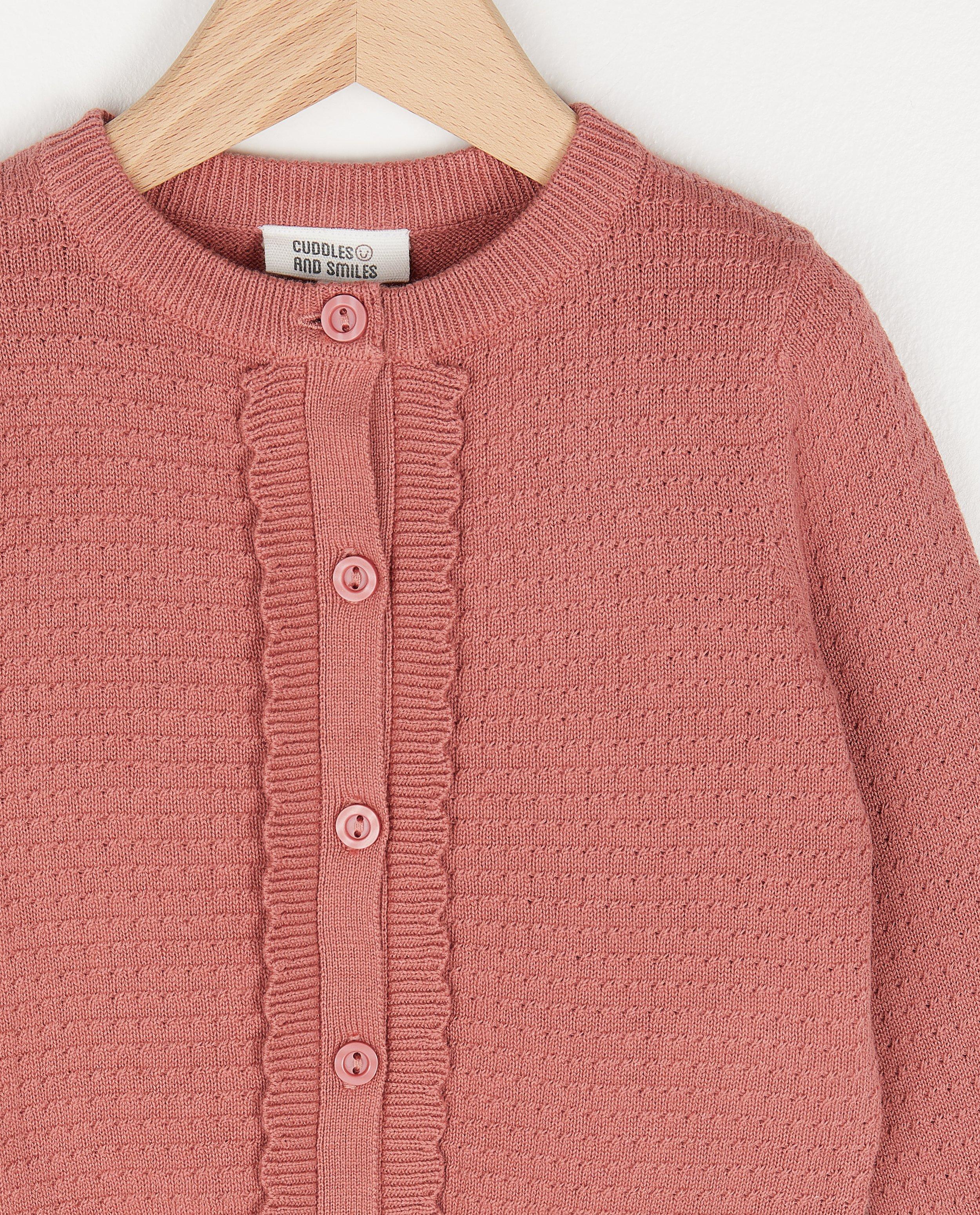 Cardigans - Donkerroze cardigan van biokatoen