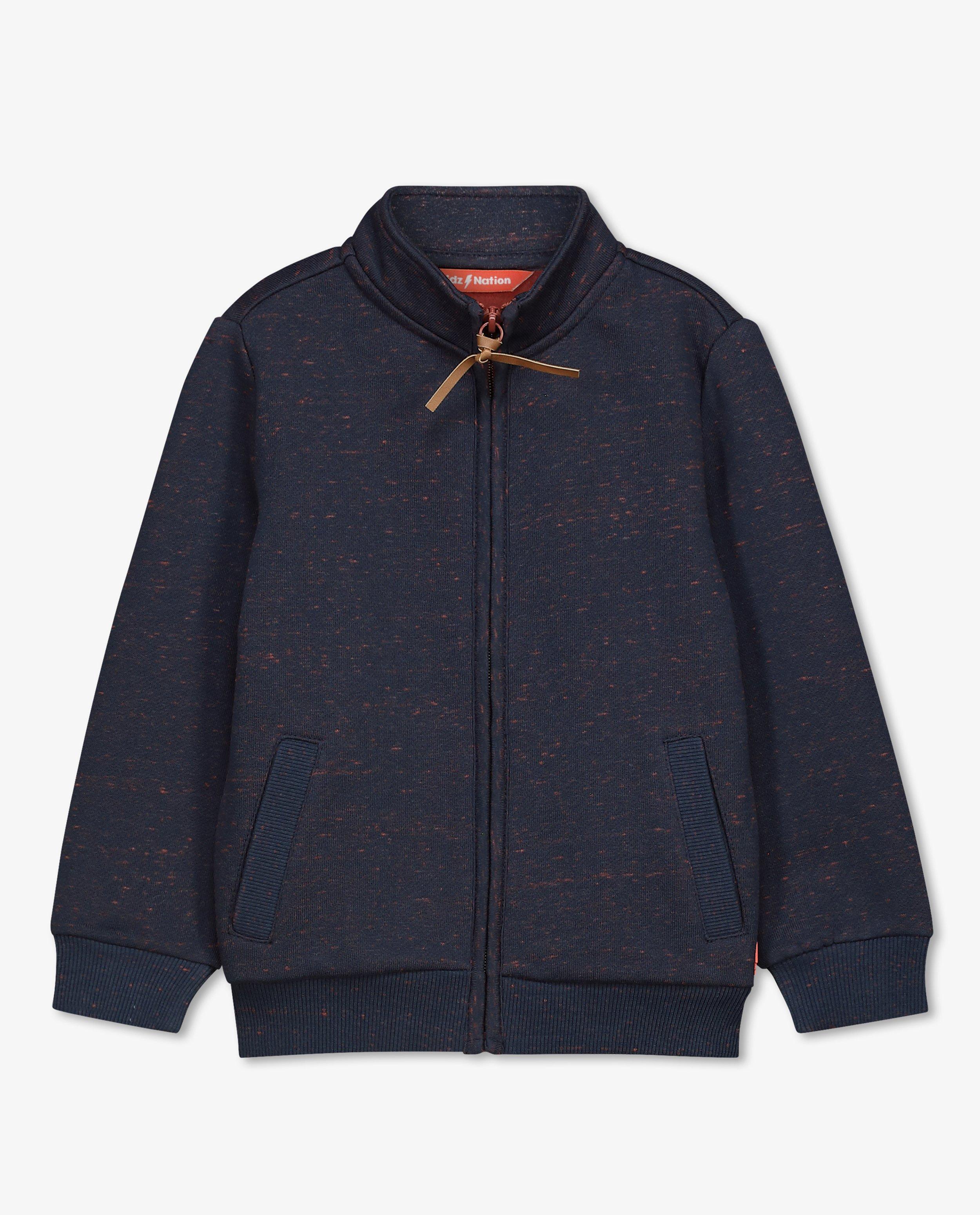 Cardigans - Gilet molletonné bleu en coton bio