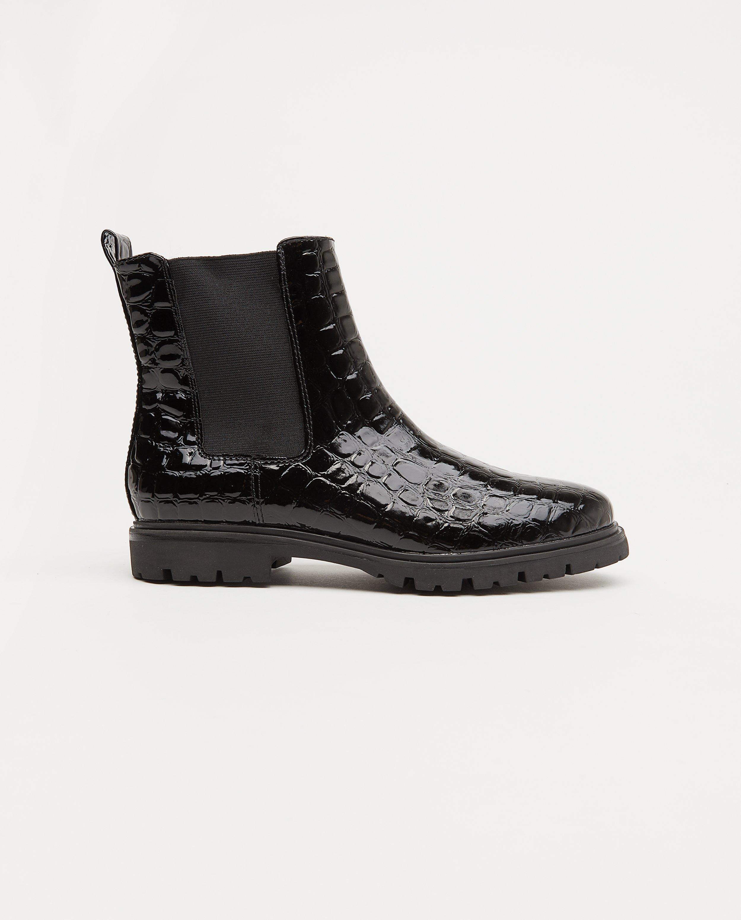 Bottes noires vernies, pointure 36-41 - à relief - Sora
