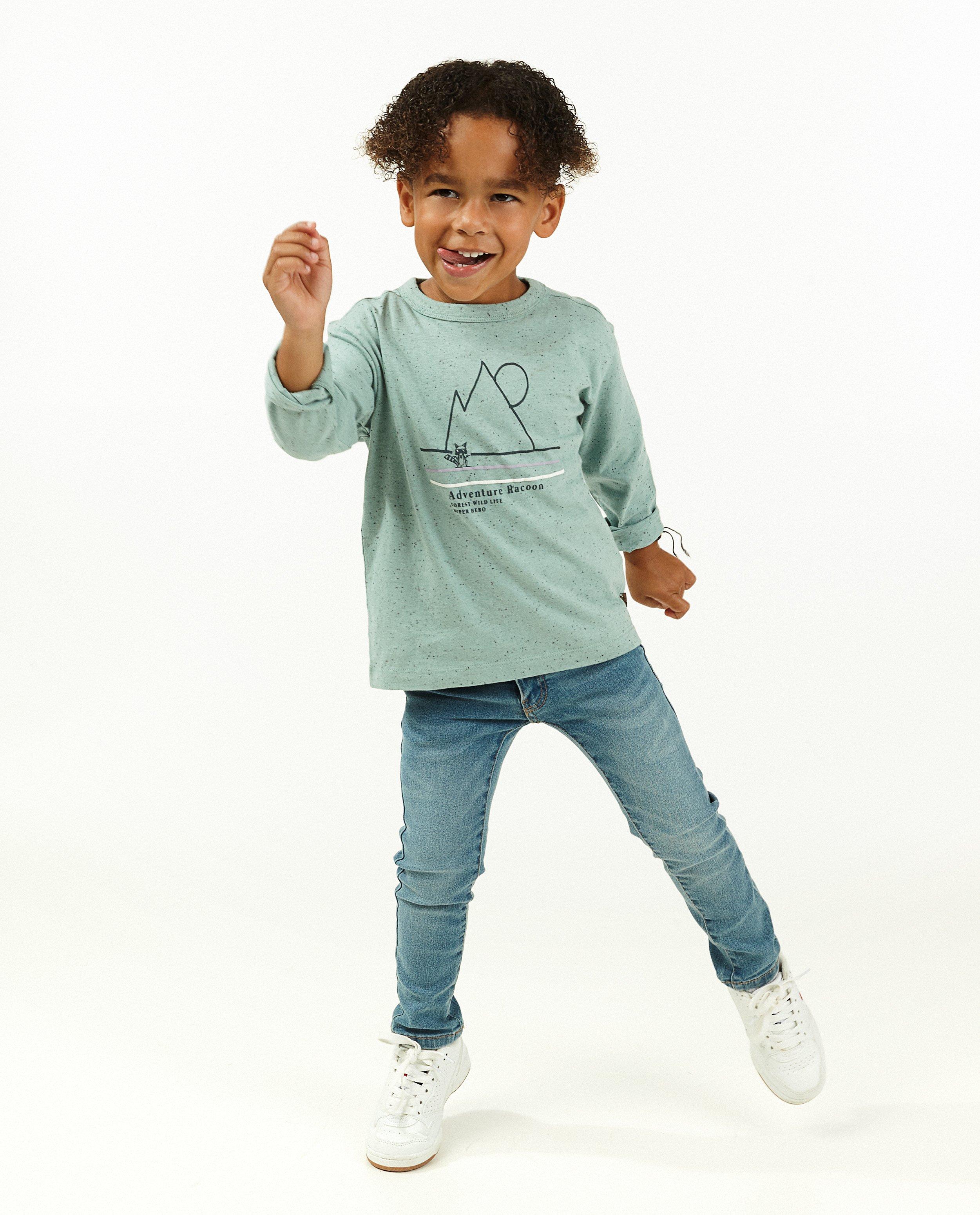 Biokatoenen longsleeve met print Maya - in lichtblauw - Maya