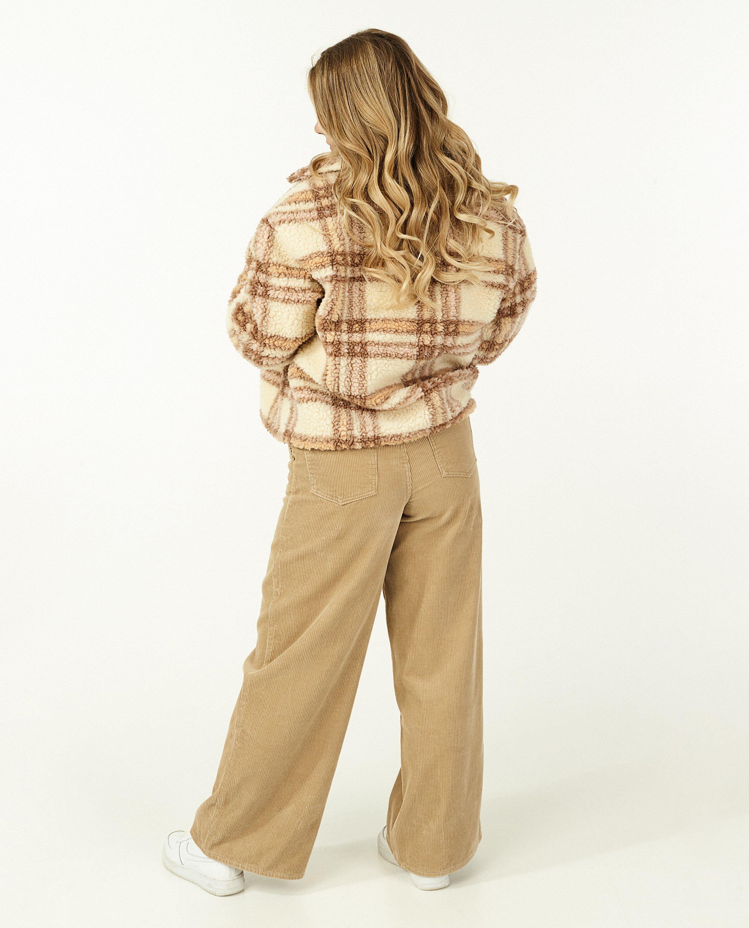 Poncho's en teddy's - Beige teddy jas met ruiten Steffi Mercie