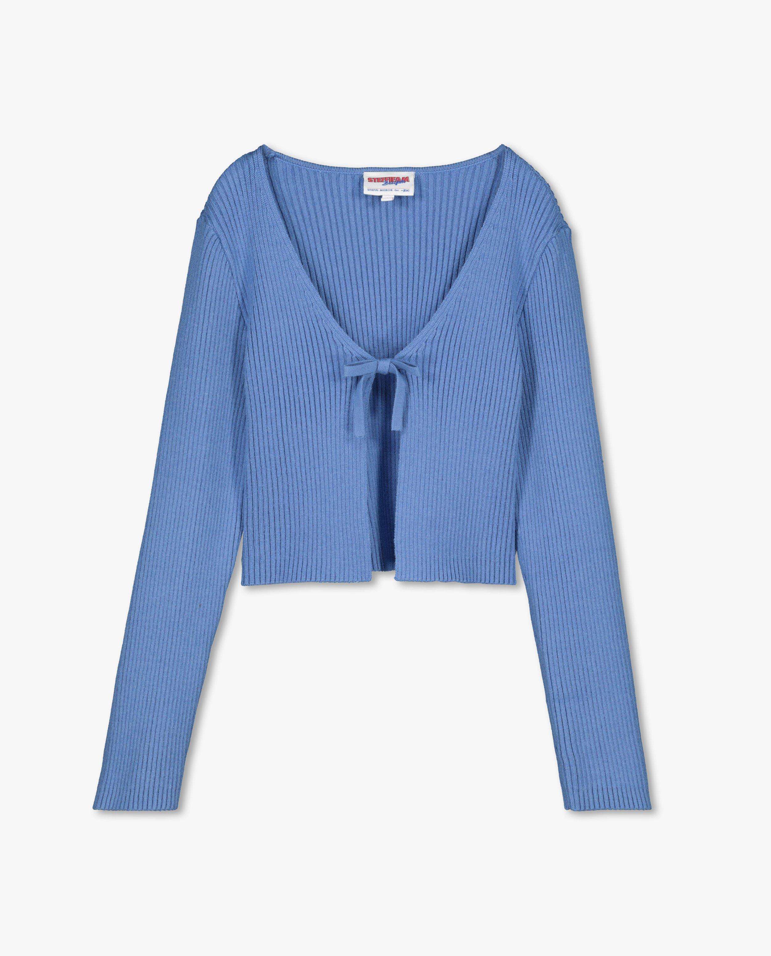 Cardigan - Blauwe cardigan met rib Steffi Mercie