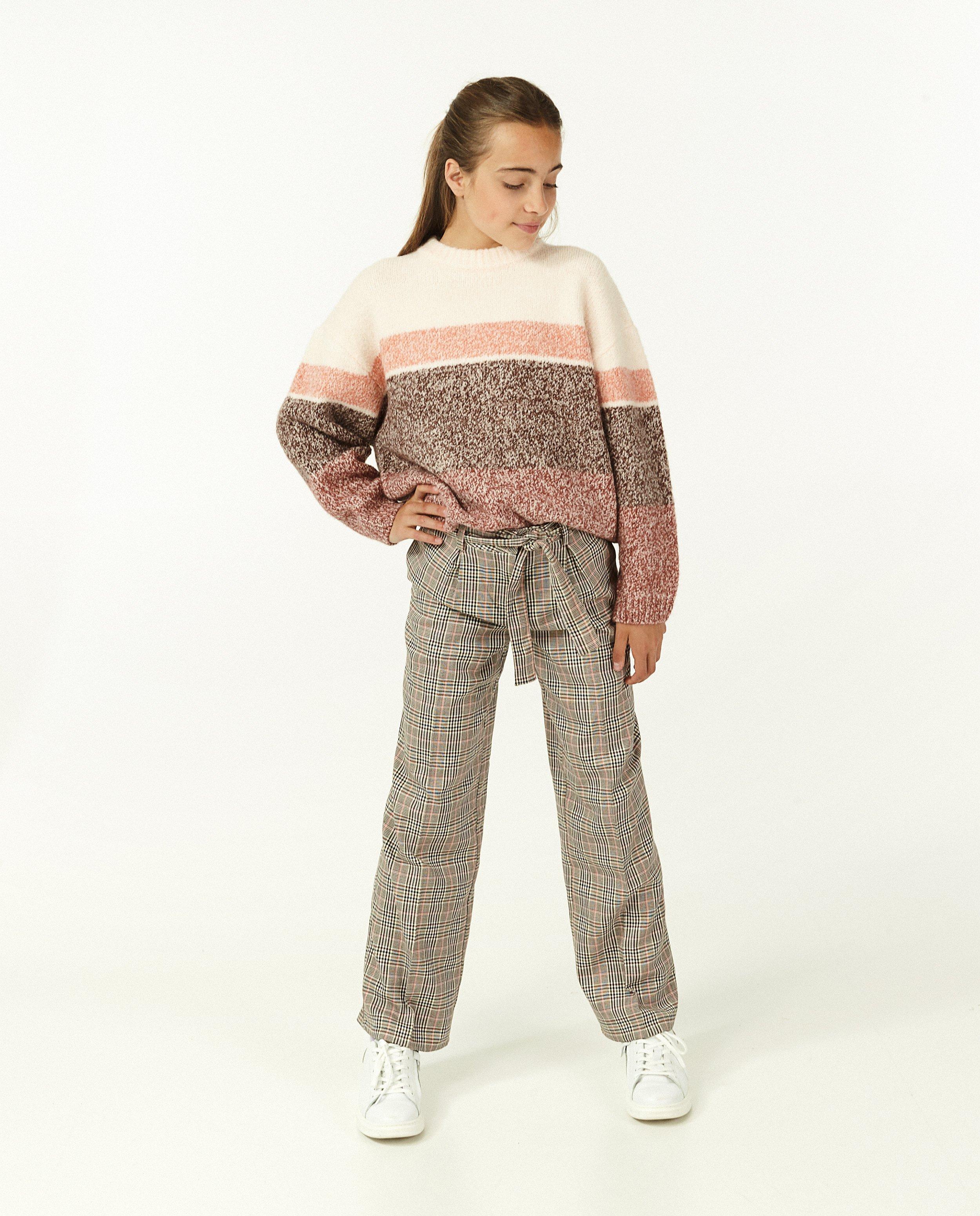 Pantalon beige à carreaux - en viscose - Fish & Chips