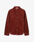 Hemden - Roodbruin ribfluwelen overhemd, 9-15 jaar