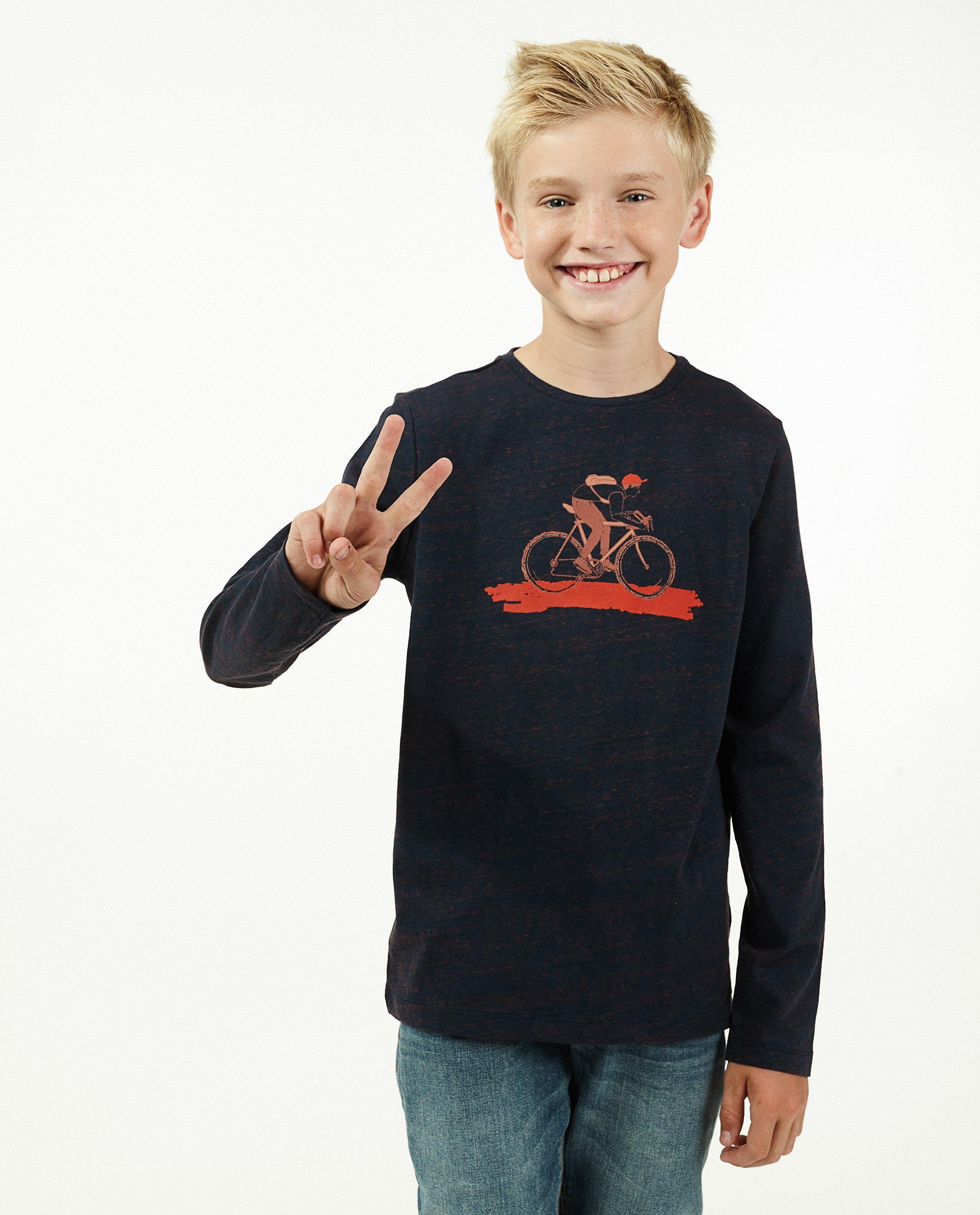 T-shirts - Biokatoenen longsleeve in blauw
