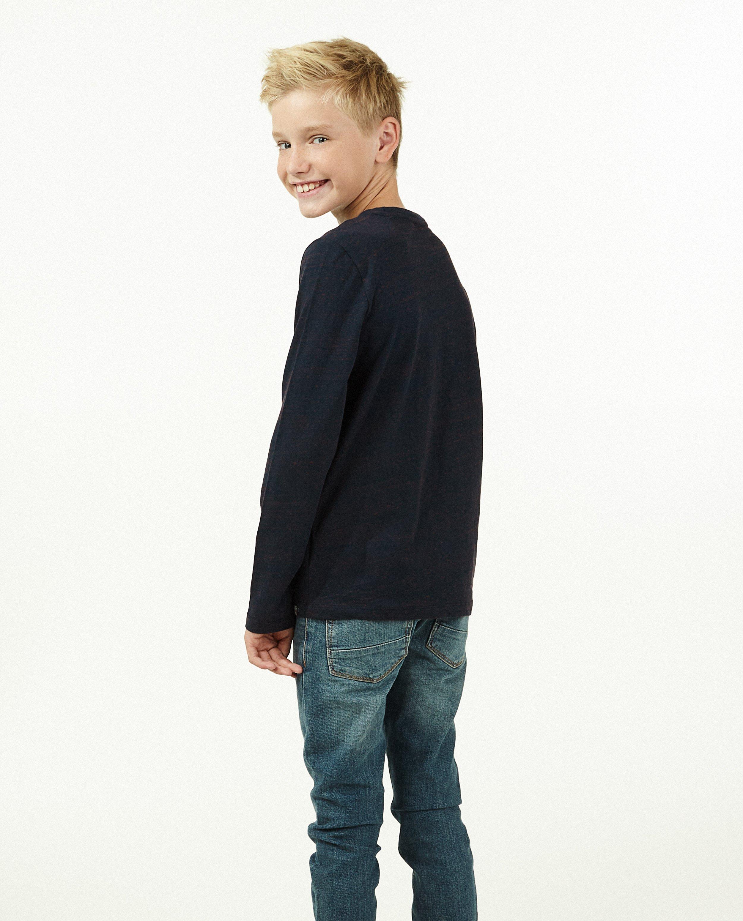 T-shirts - Biokatoenen longsleeve in blauw