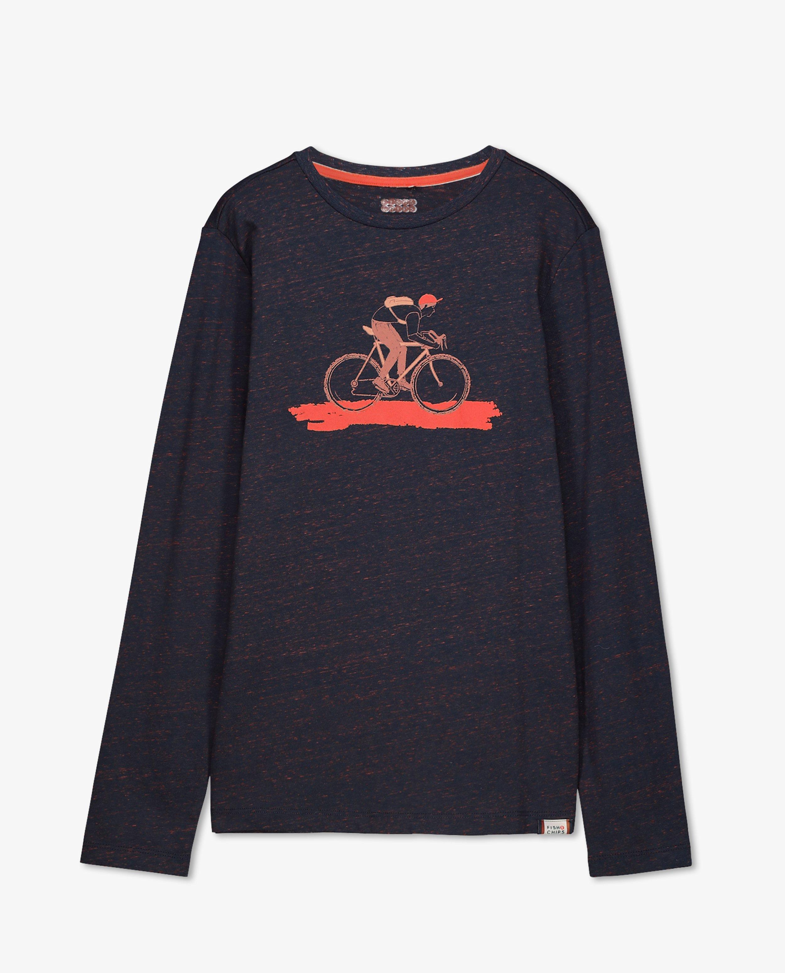 T-shirts - Biokatoenen longsleeve in blauw