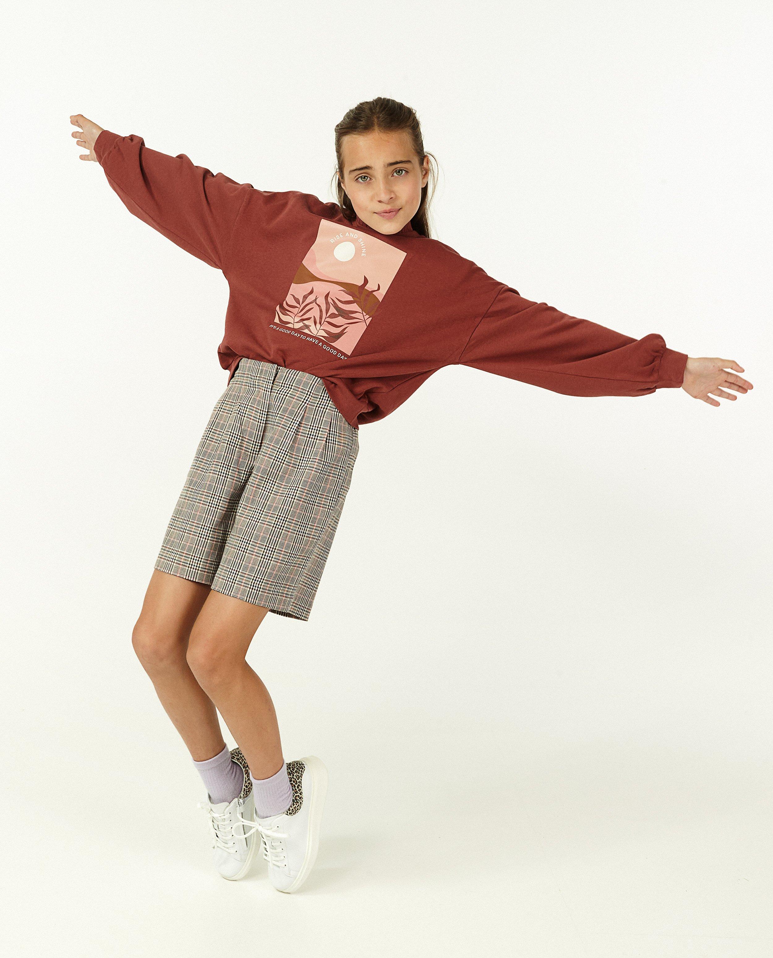 Sweat rouge avec imprimé - et inscription - Fish & Chips