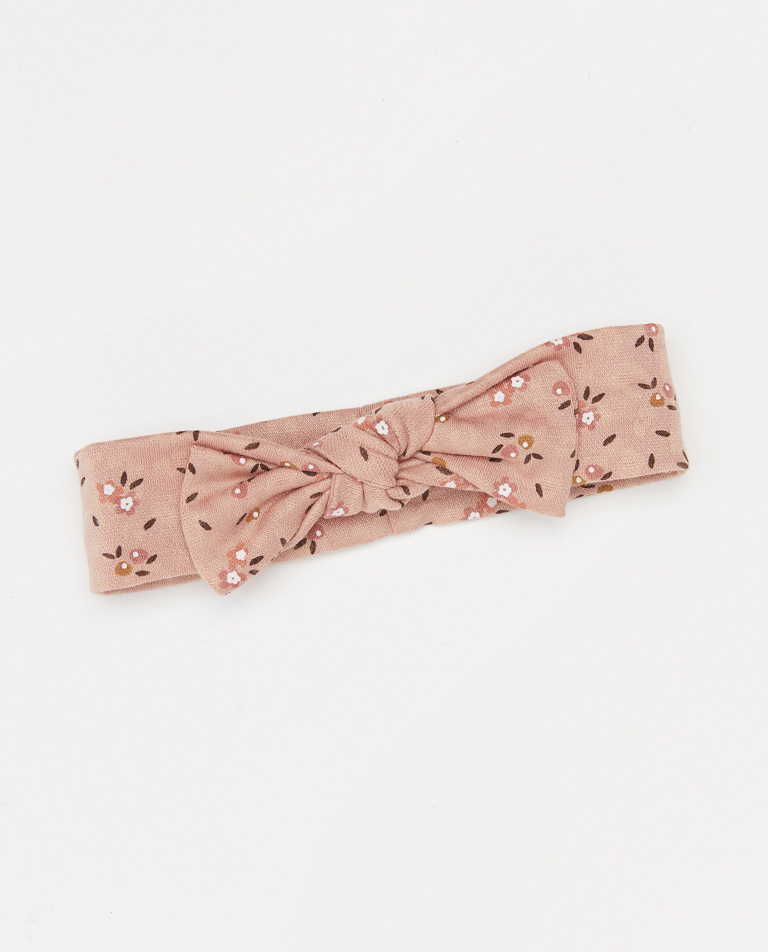 Roze haarband met bloemenprint - met strik - Cuddles and Smiles