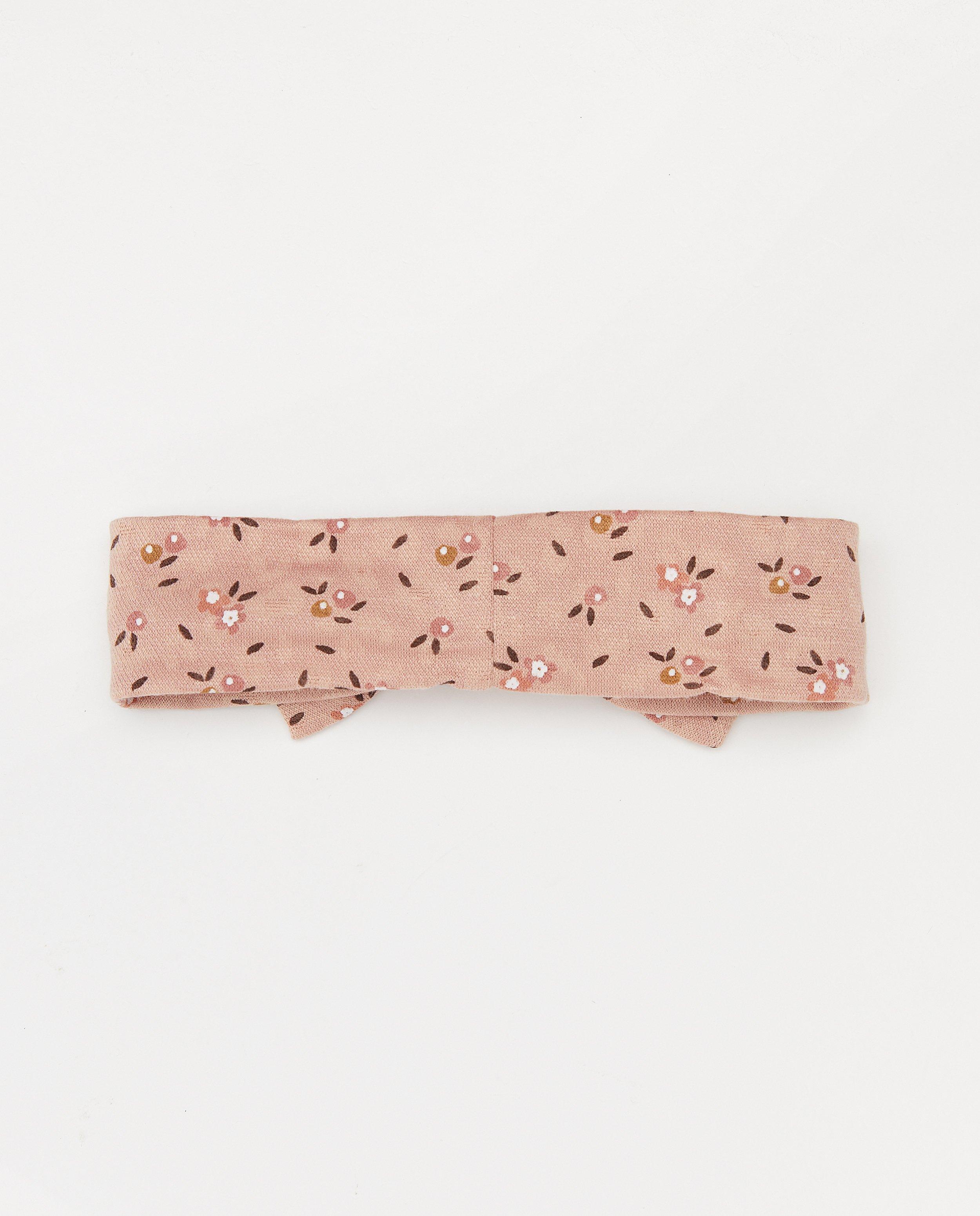 Breigoed - Roze haarband met bloemenprint