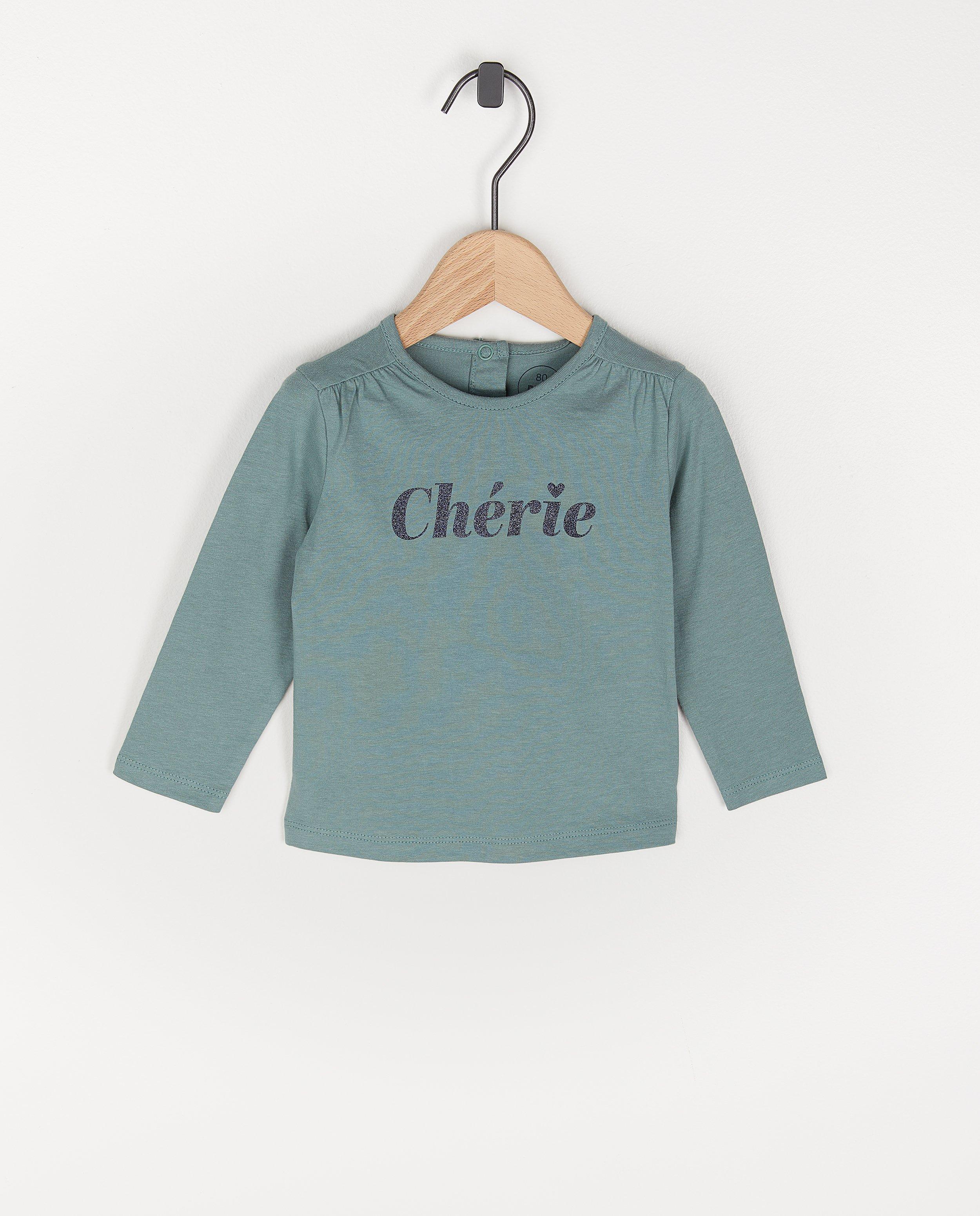 T-shirt à manches longues avec inscription BESTies - bleu - Besties