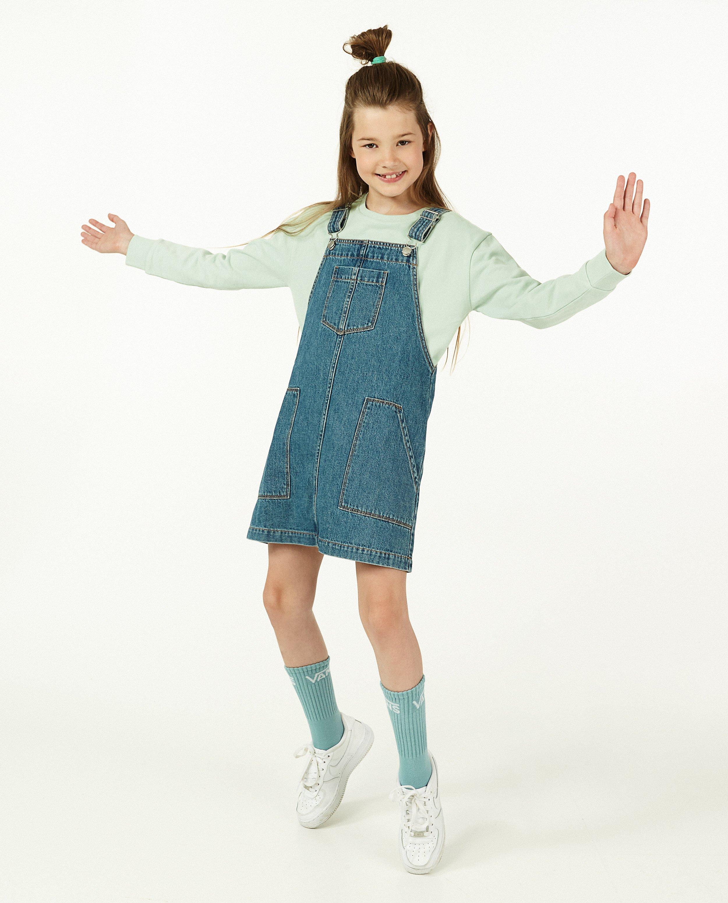 Kleedjes - Blauwe salopettejurk van denim
