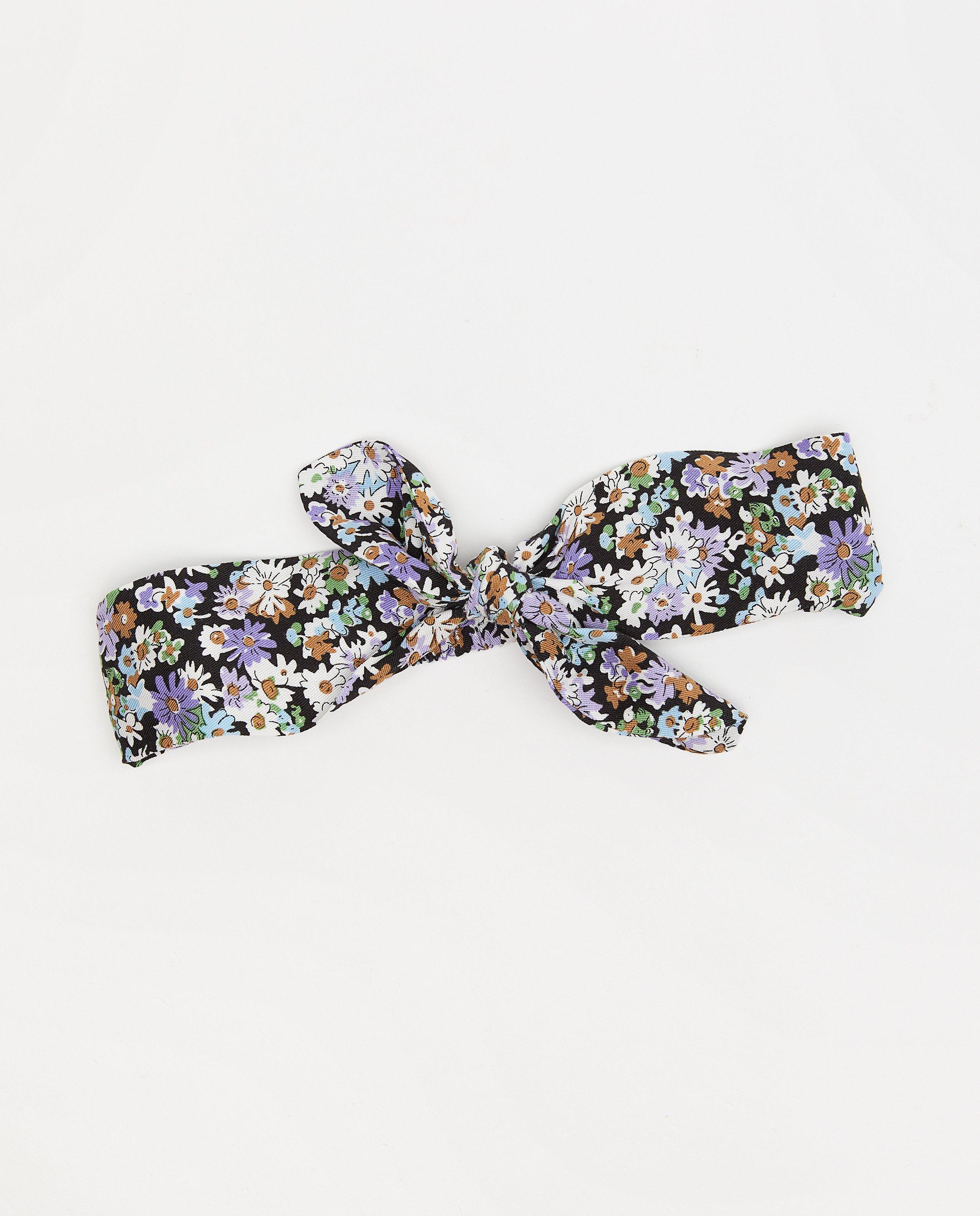 Blauwe haarband met bloemenprint Maya - met strik - Maya