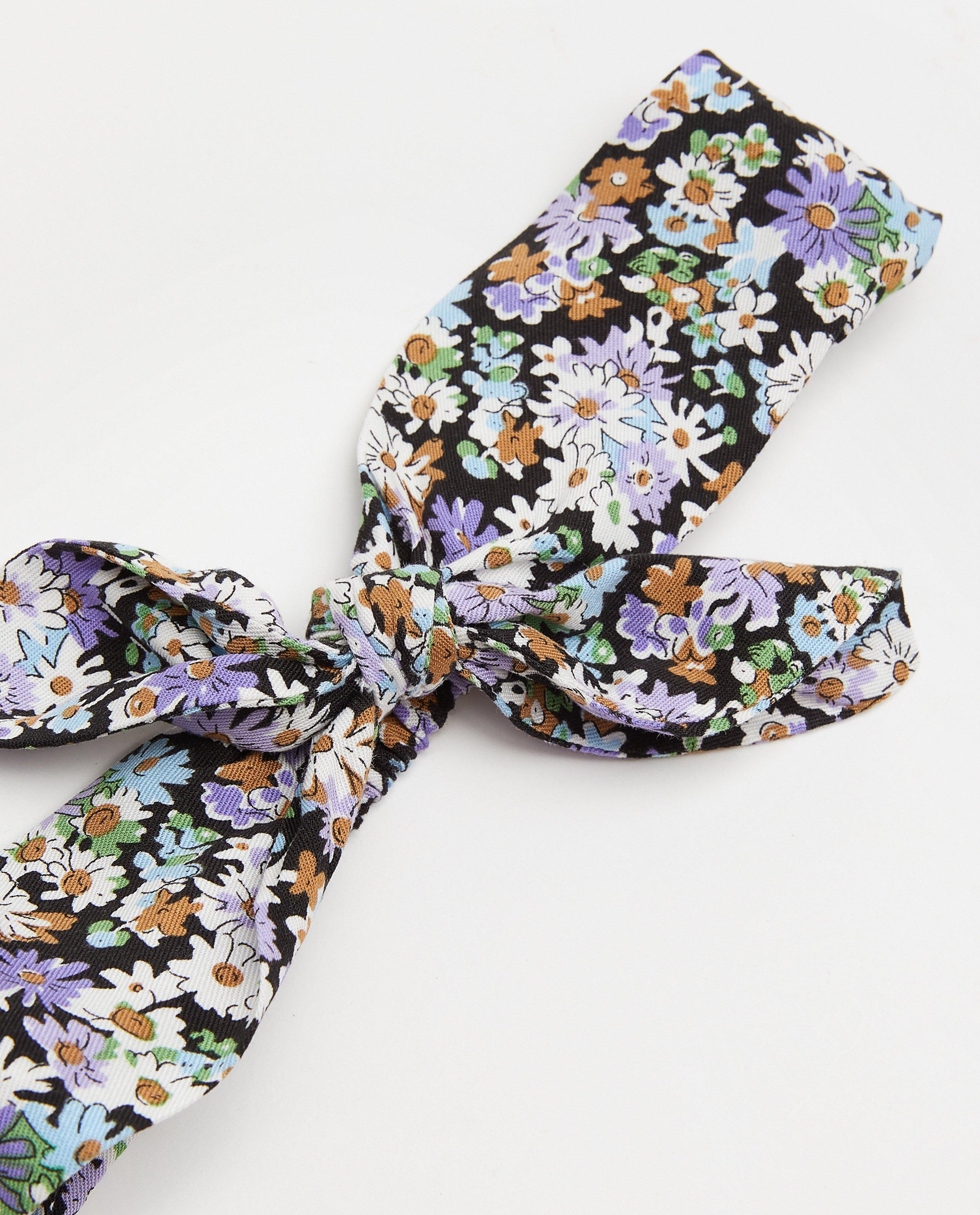 Breigoed - Blauwe haarband met bloemenprint Maya