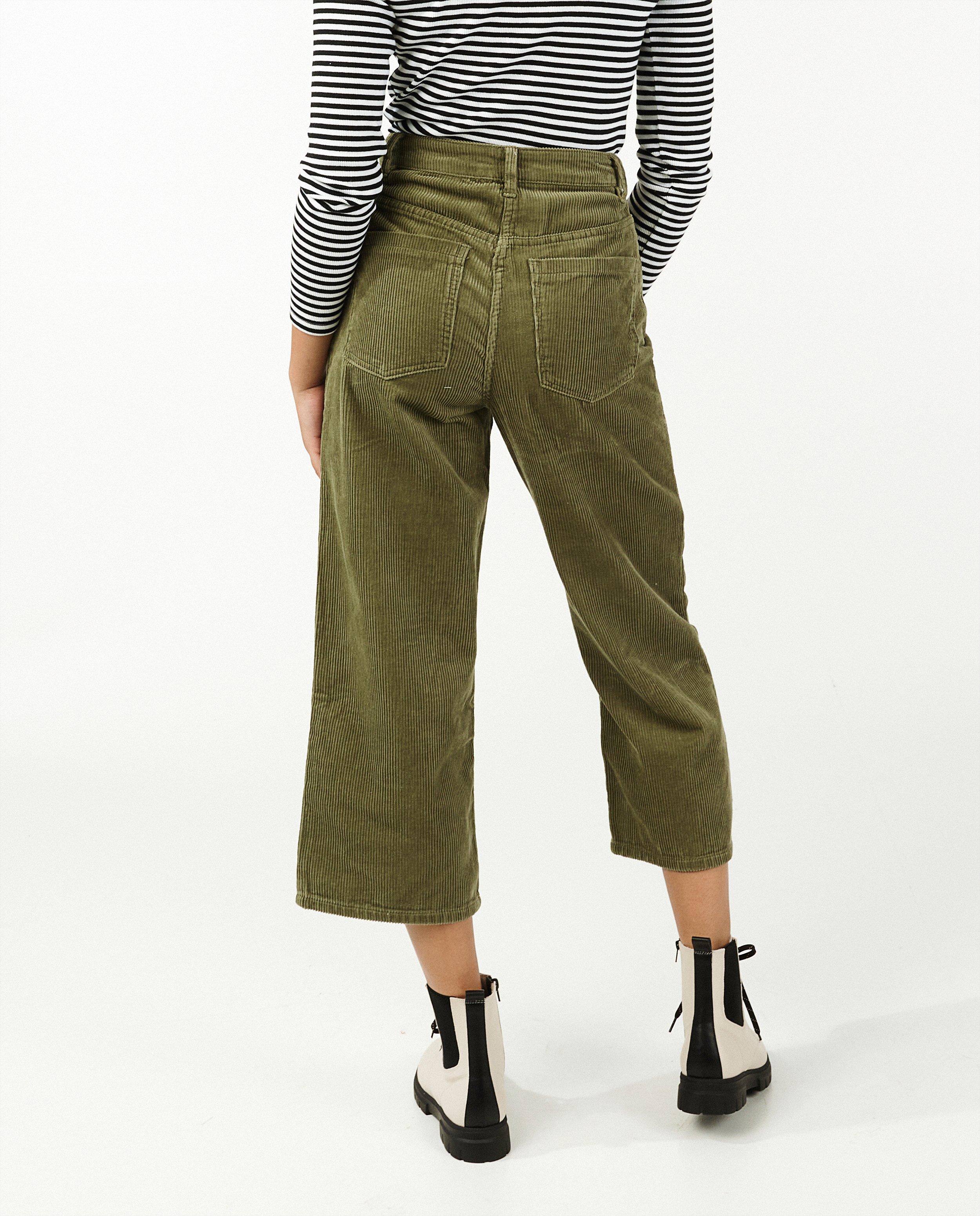 Pantalons - Jupe-culotte vert foncé en velours côtelé