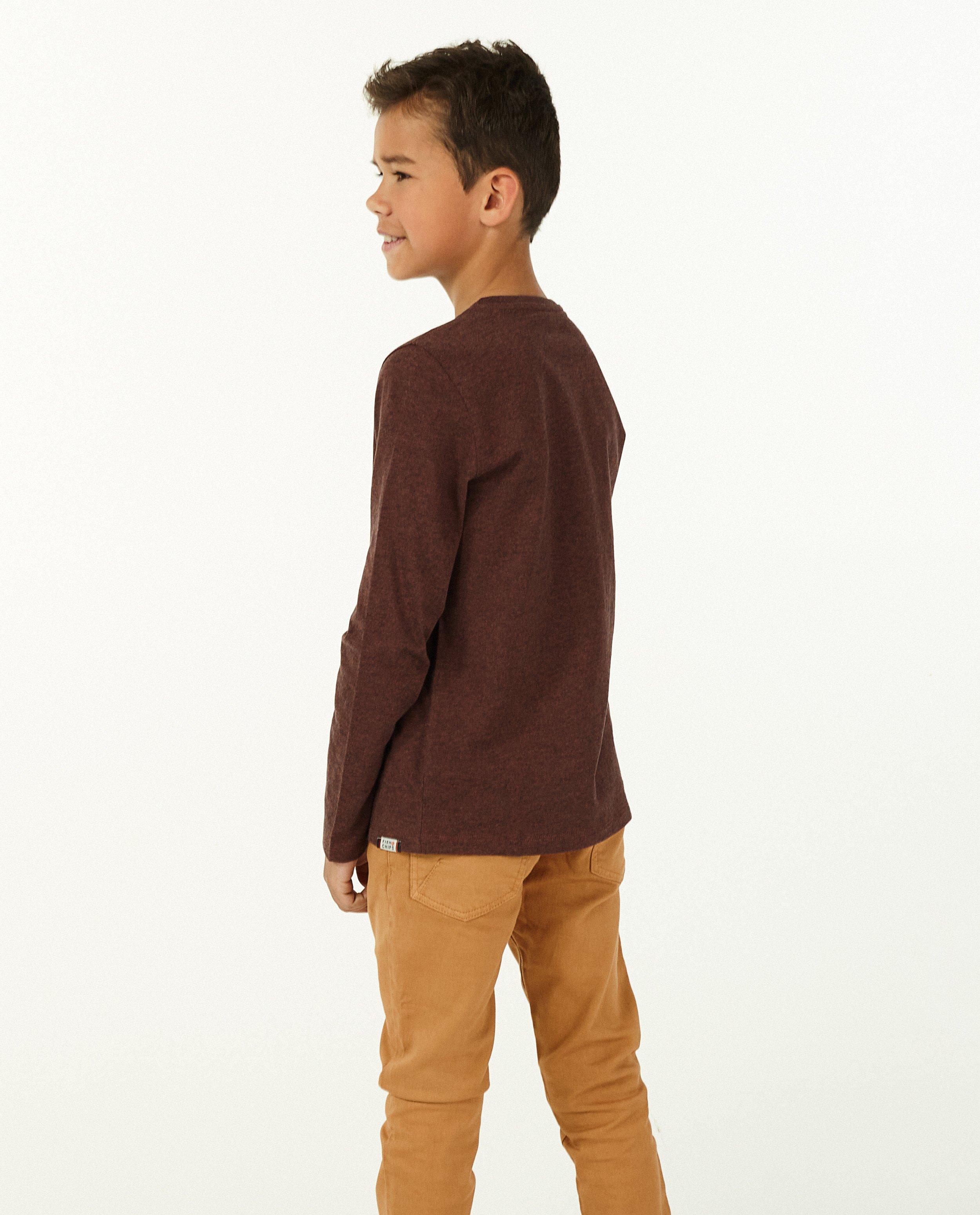 T-shirts - Bruine longsleeve met borstzak
