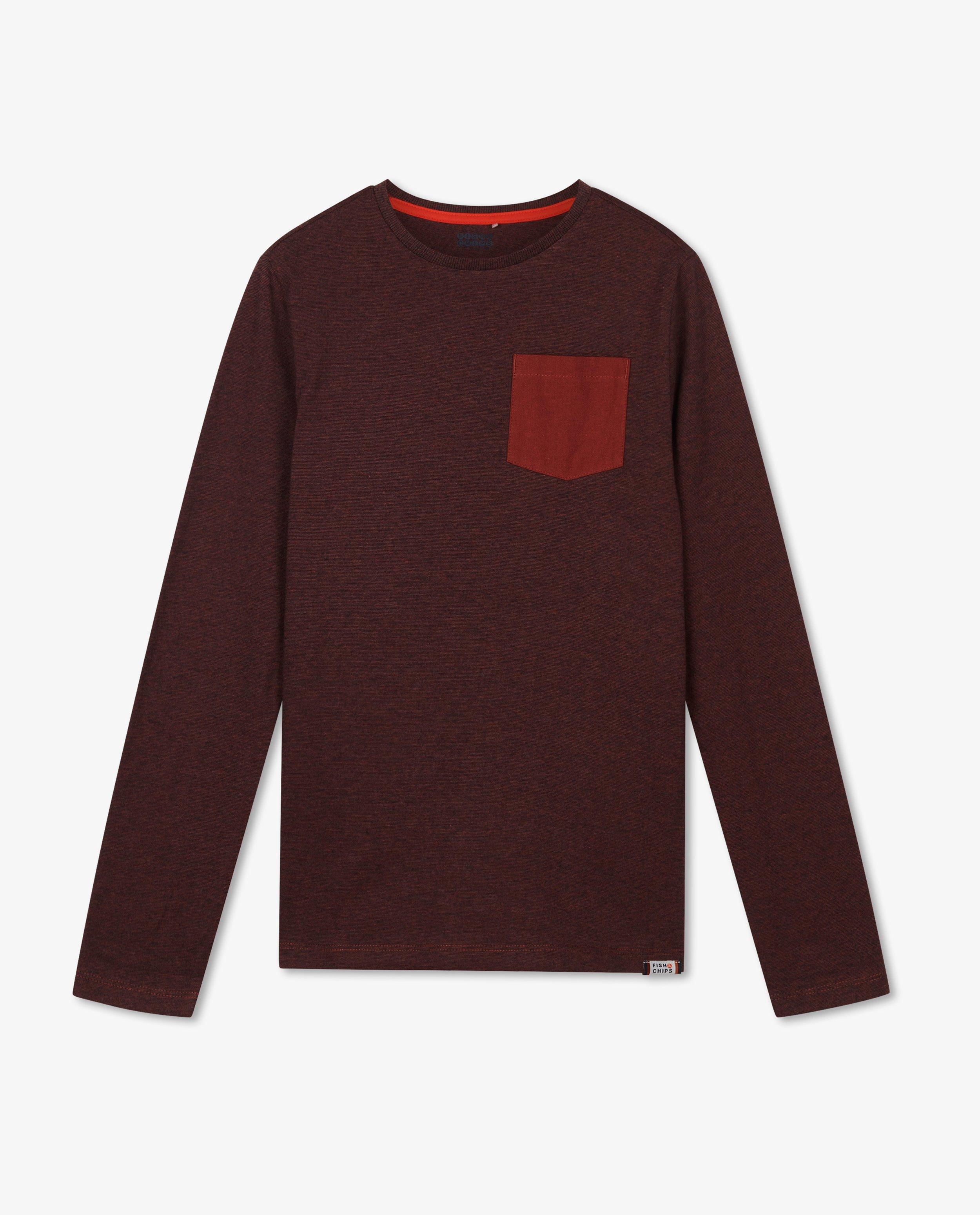 T-shirts - Bruine longsleeve met borstzak