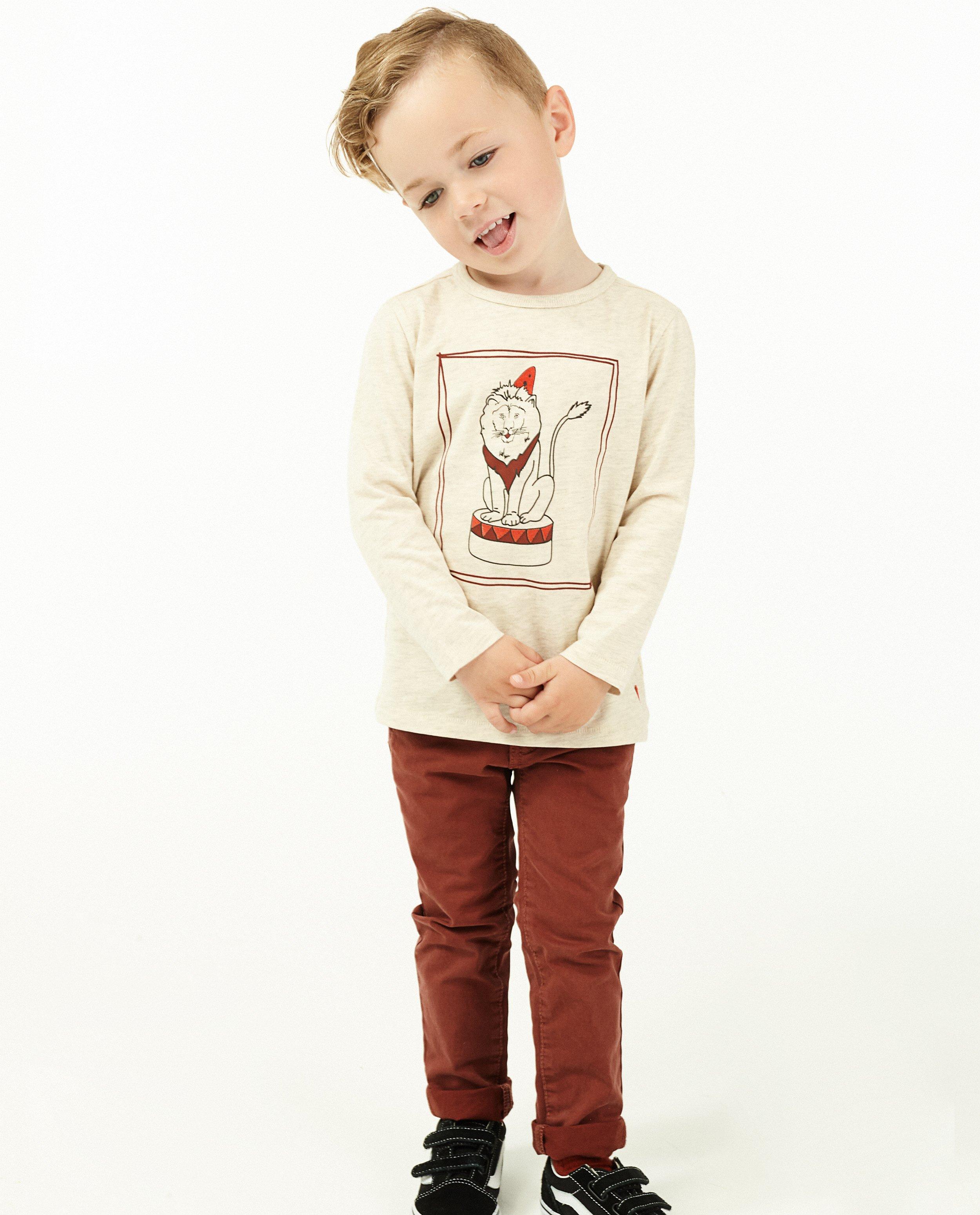 Beige longsleeve met print - stretch - Fish & Chips