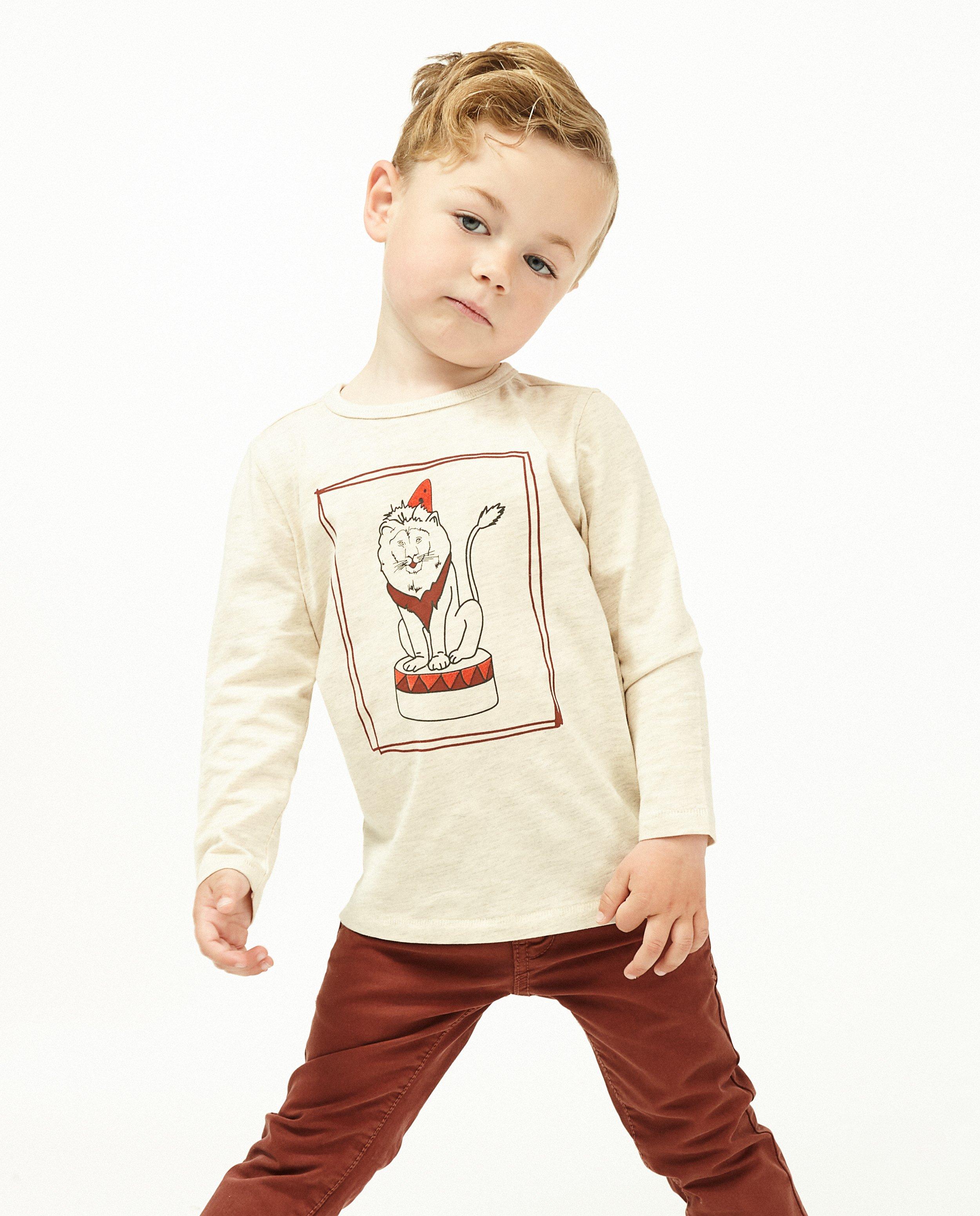 T-shirts - T-shirt beige à manches longues, imprimé