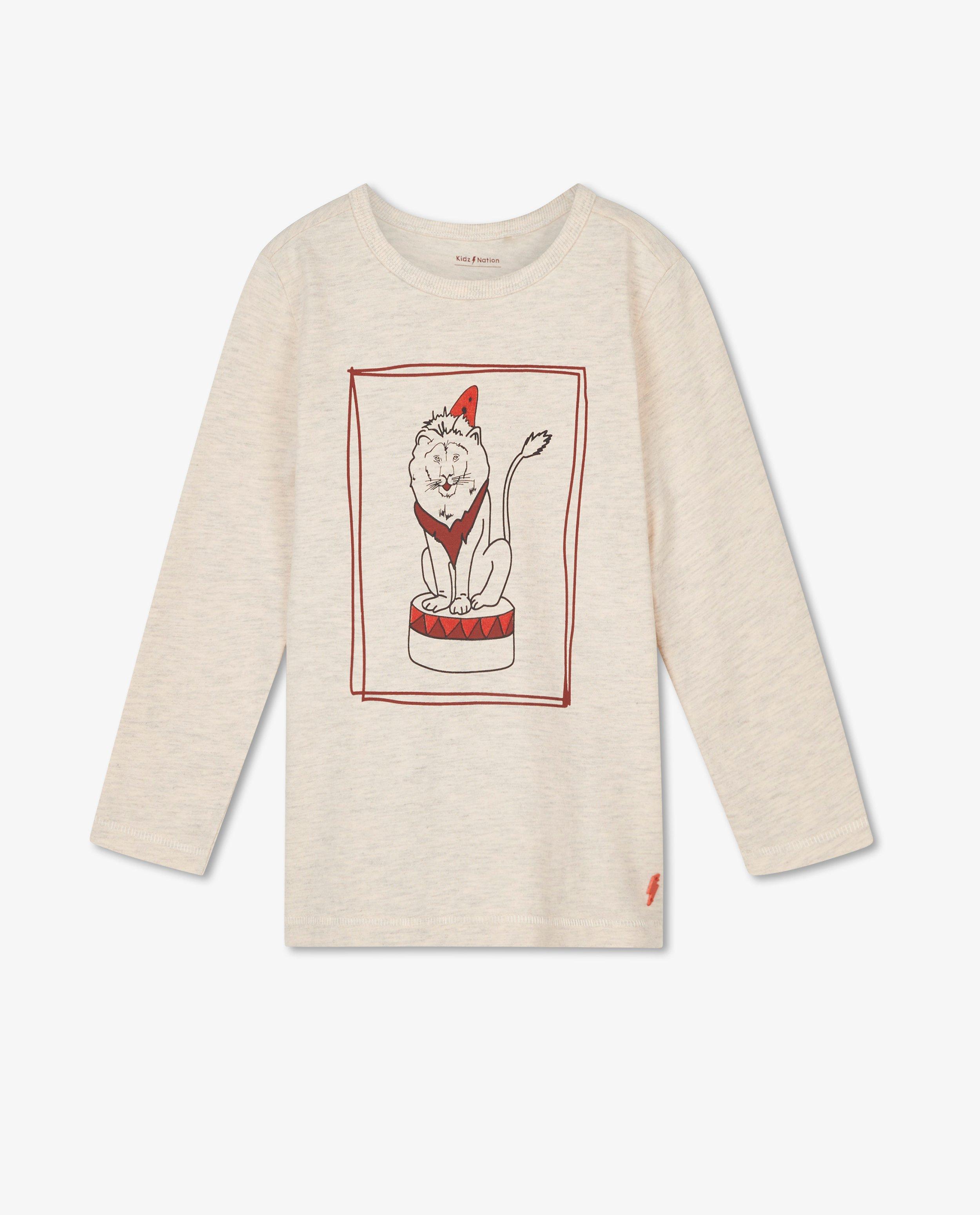 T-shirts - Beige longsleeve met print