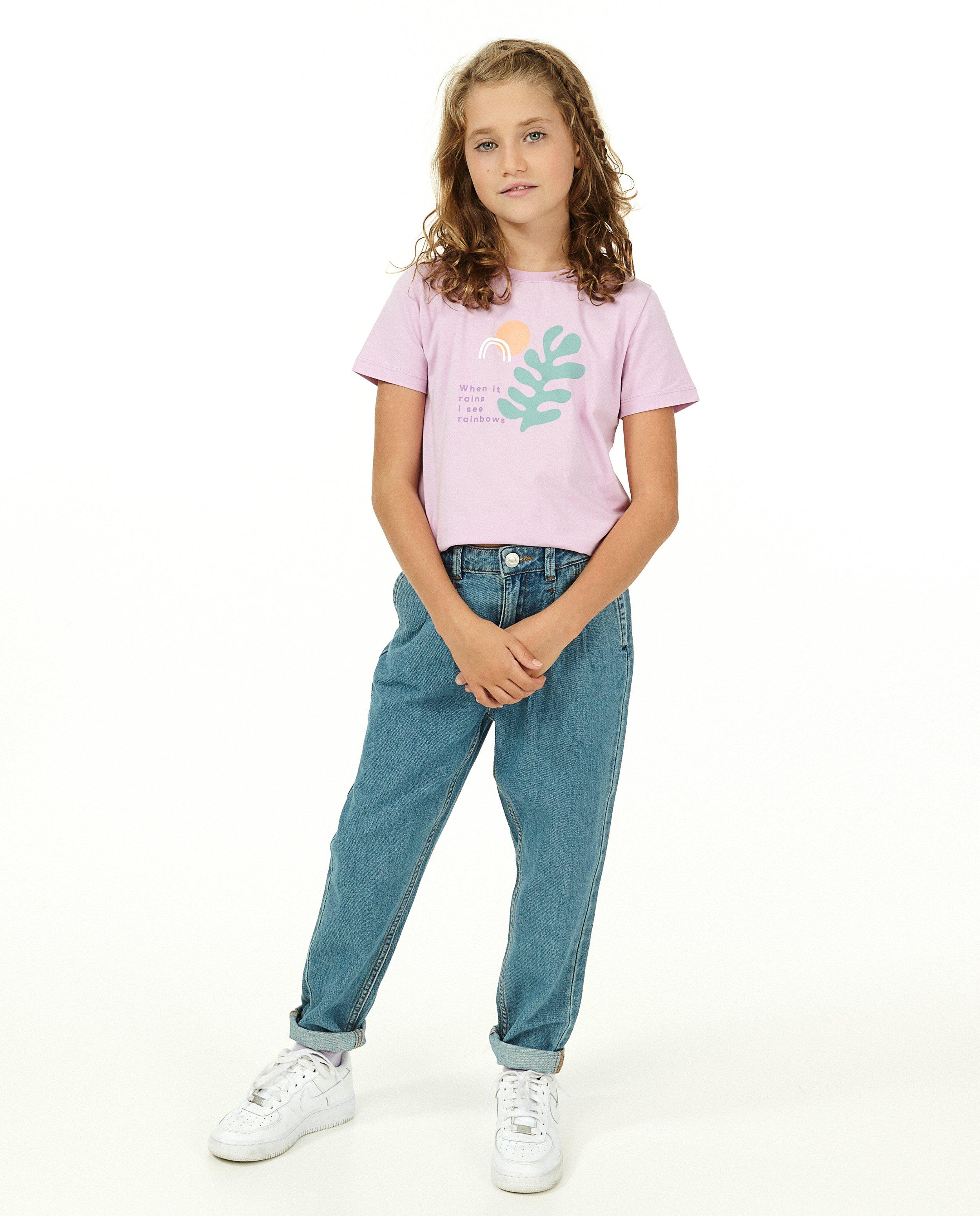 Wit T-shirt met print en glitter - stretch - Fish & Chips