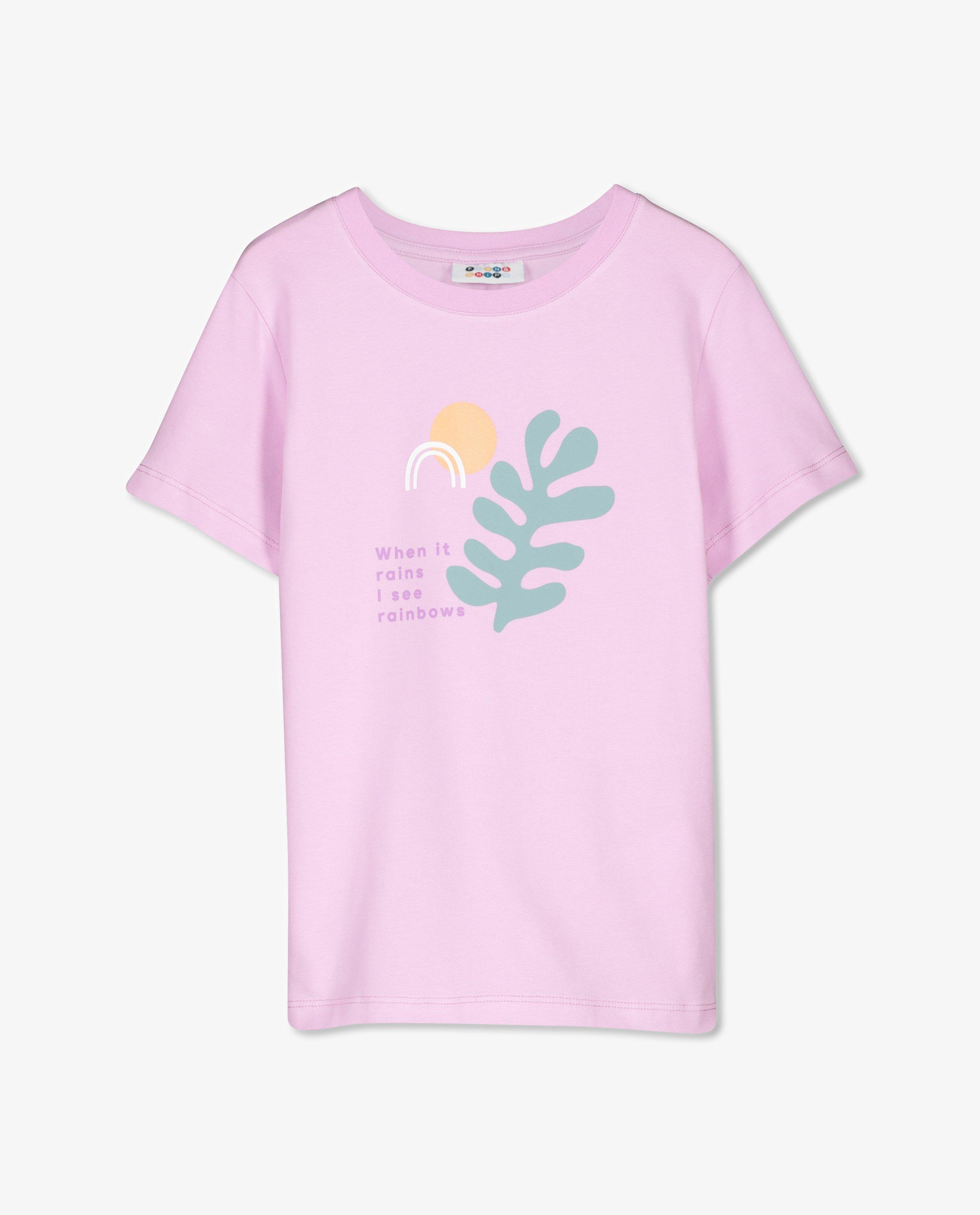 T-shirts - Offwhite T-shirt met print en glitter