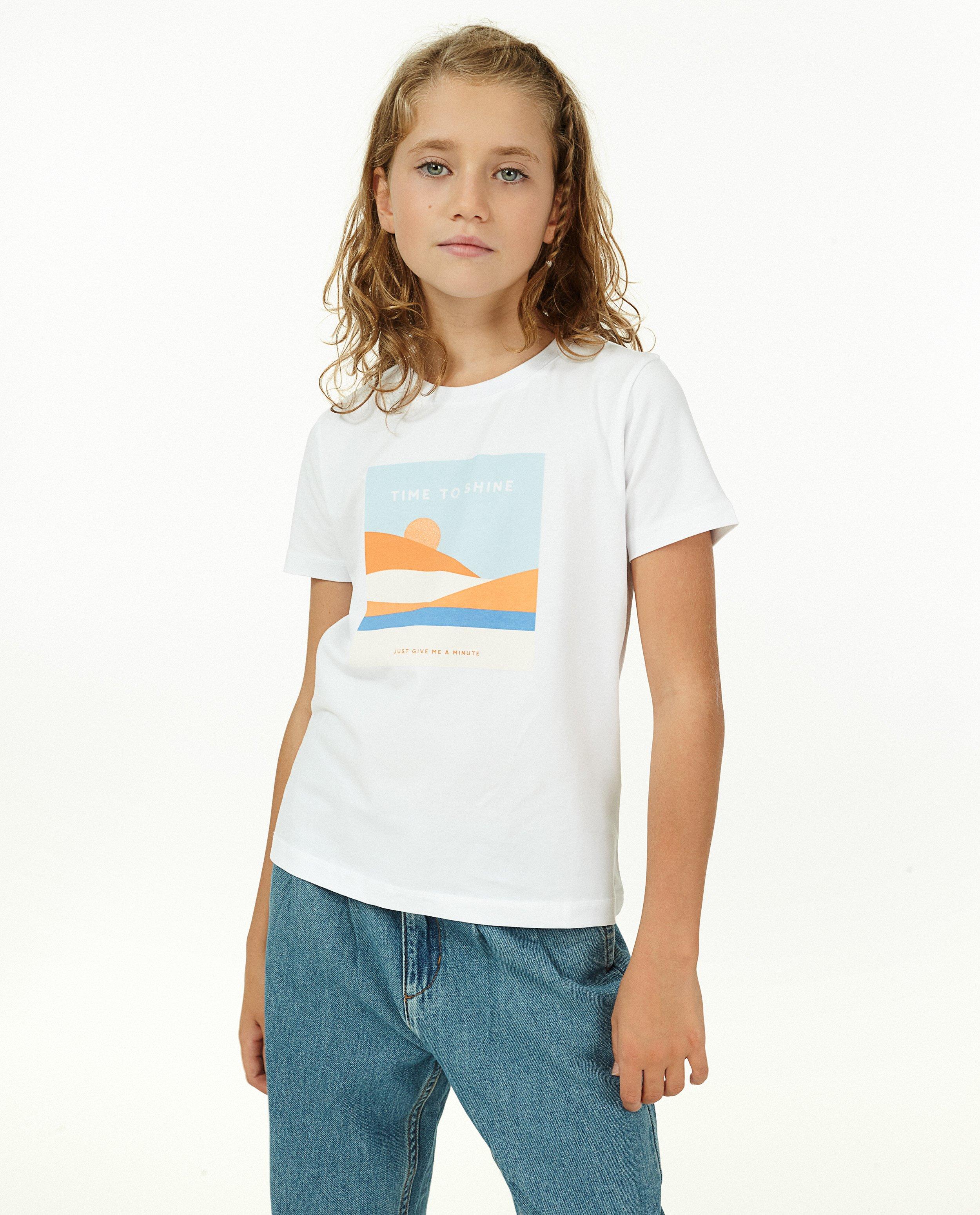 T-shirts - Offwhite T-shirt met print en glitter