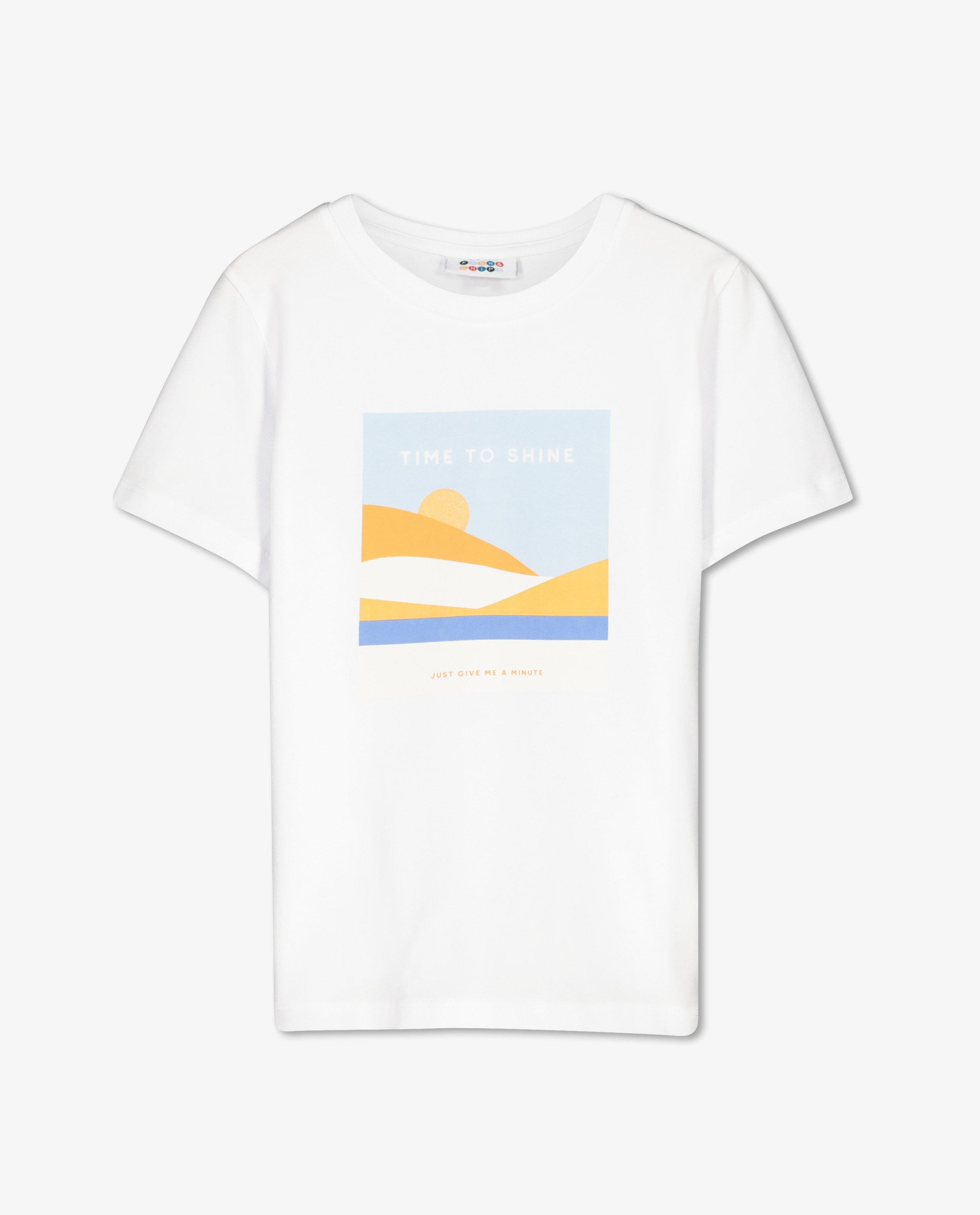 T-shirts - Offwhite T-shirt met print en glitter
