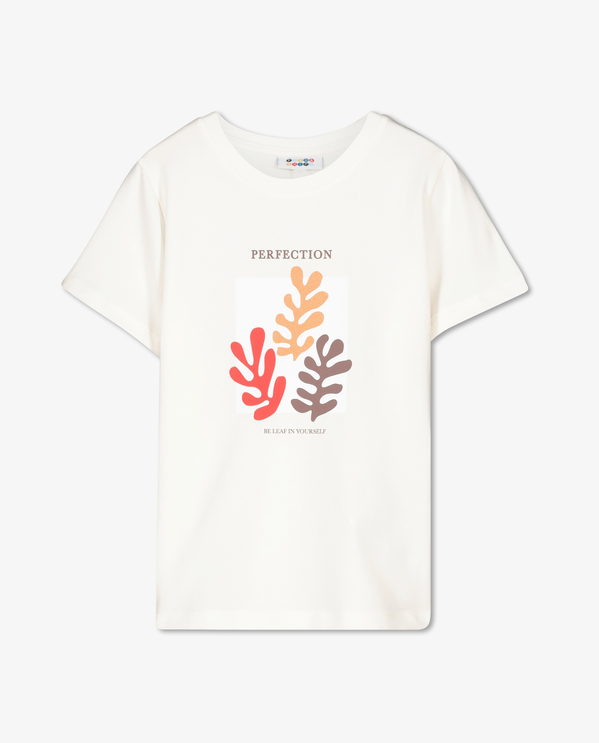 T-shirts - Offwhite T-shirt met print en glitter