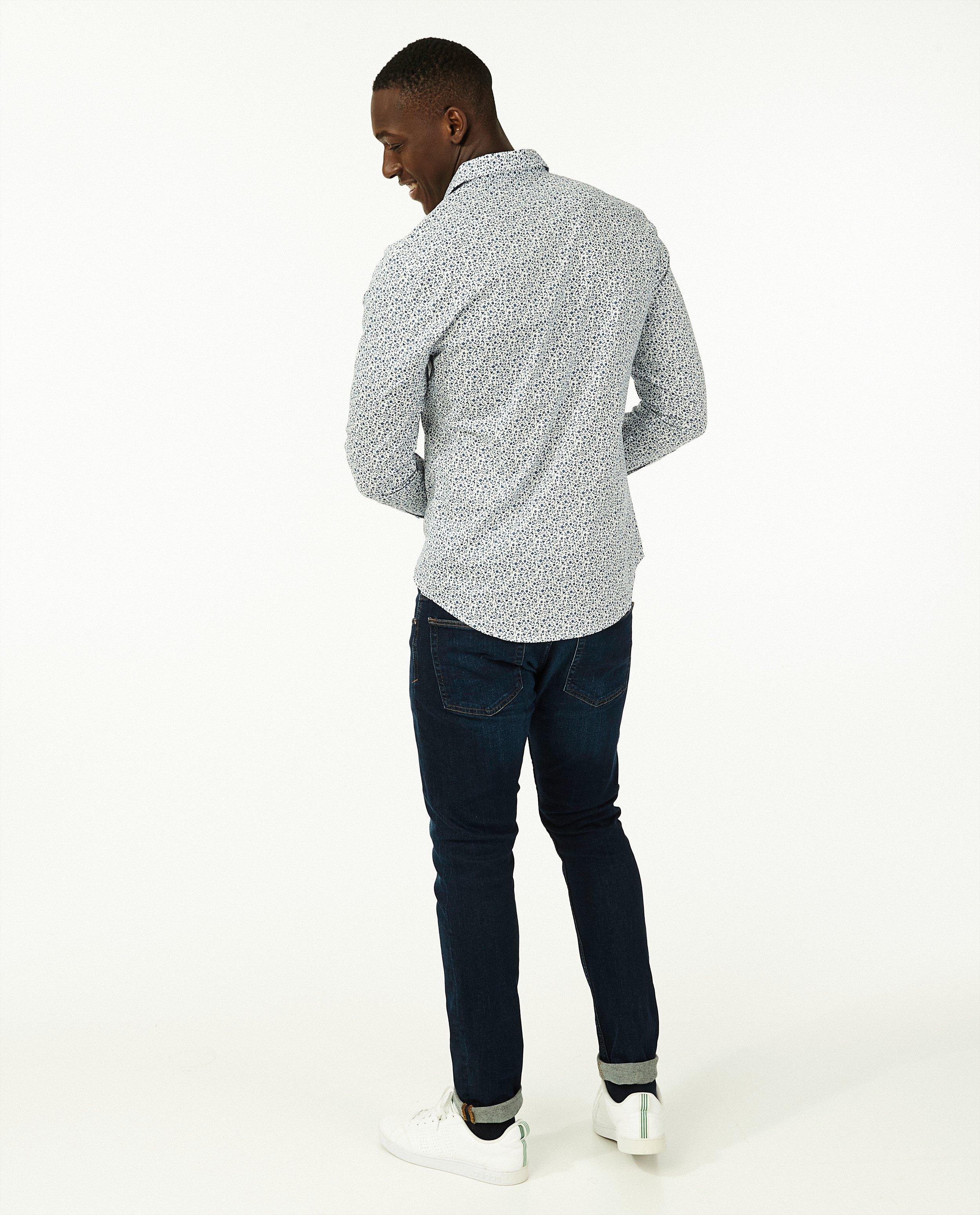 Chemises - Chemise blanche à imprimé fleuri vert