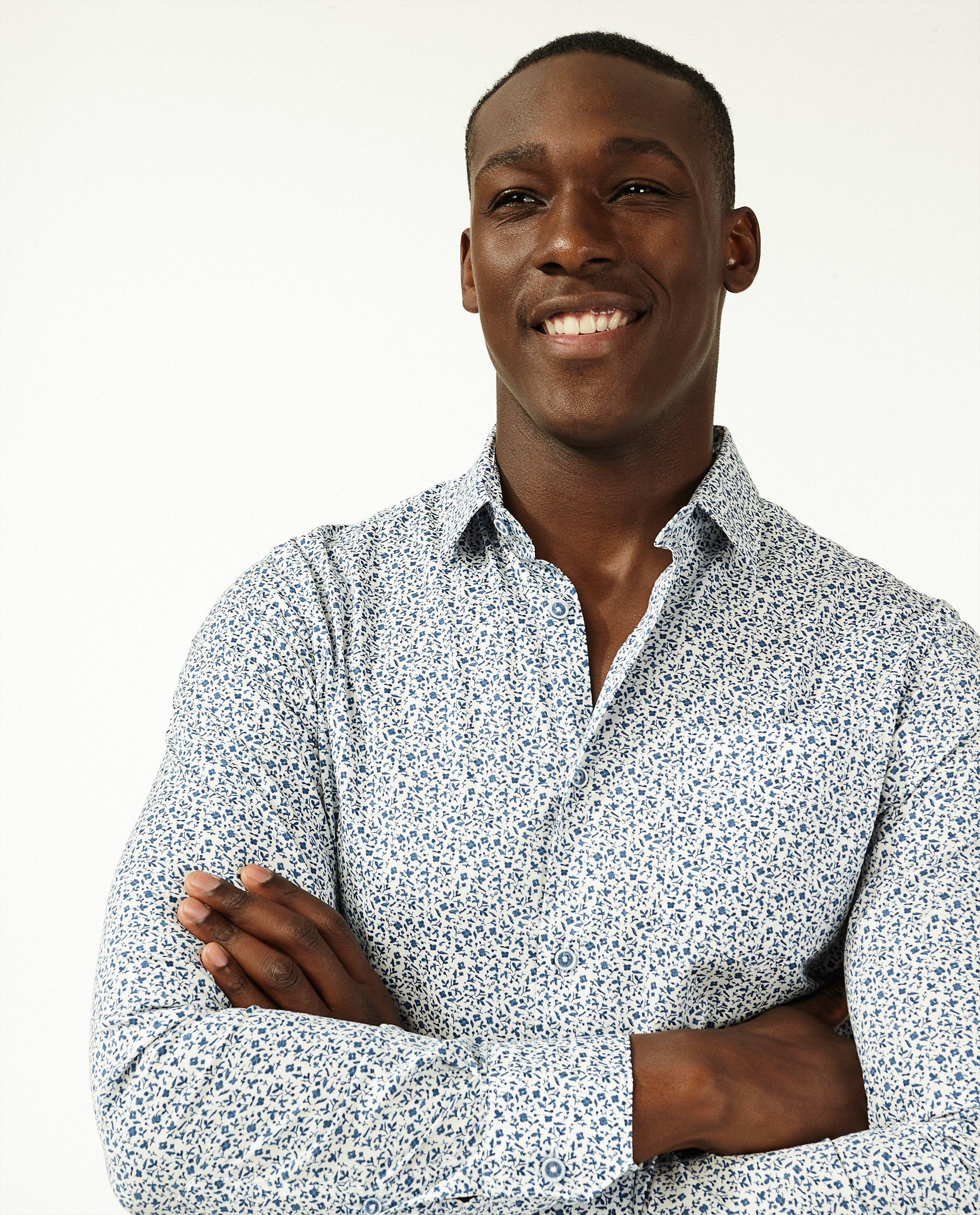 Chemises - Chemise blanche à imprimé fleuri vert