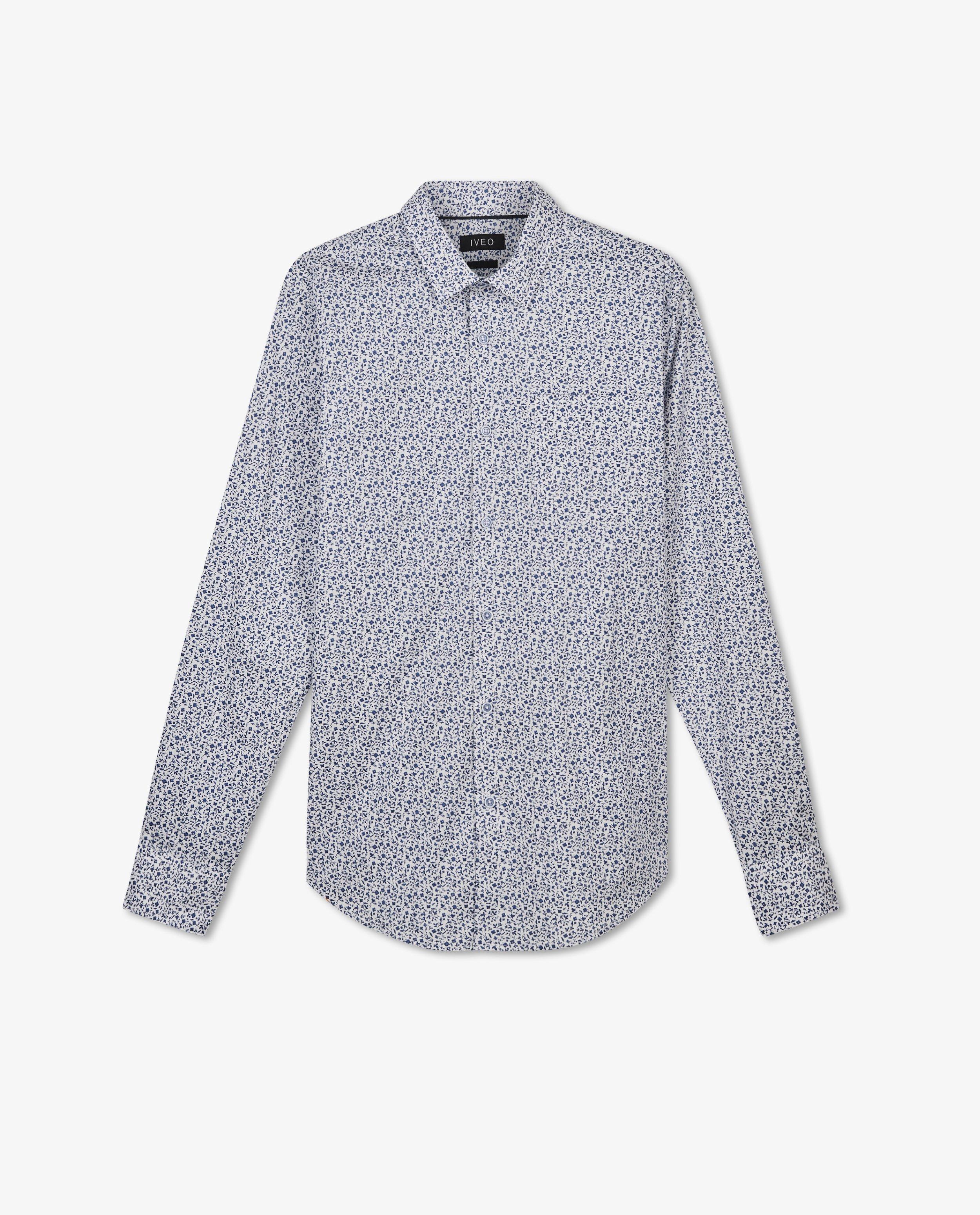 Hemden - Wit hemd met groene bloemenprint
