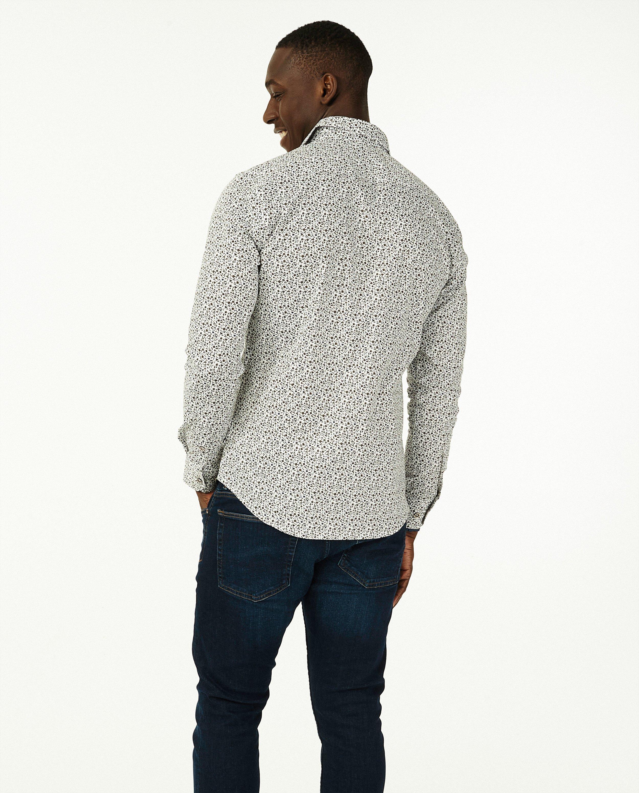 Chemises - Chemise blanche à imprimé fleuri vert