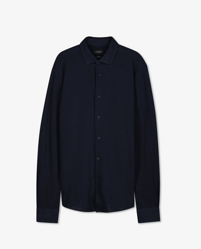 Chemise bleu foncé en piqué de jersey Chemise bleu foncé en piqué de jersey