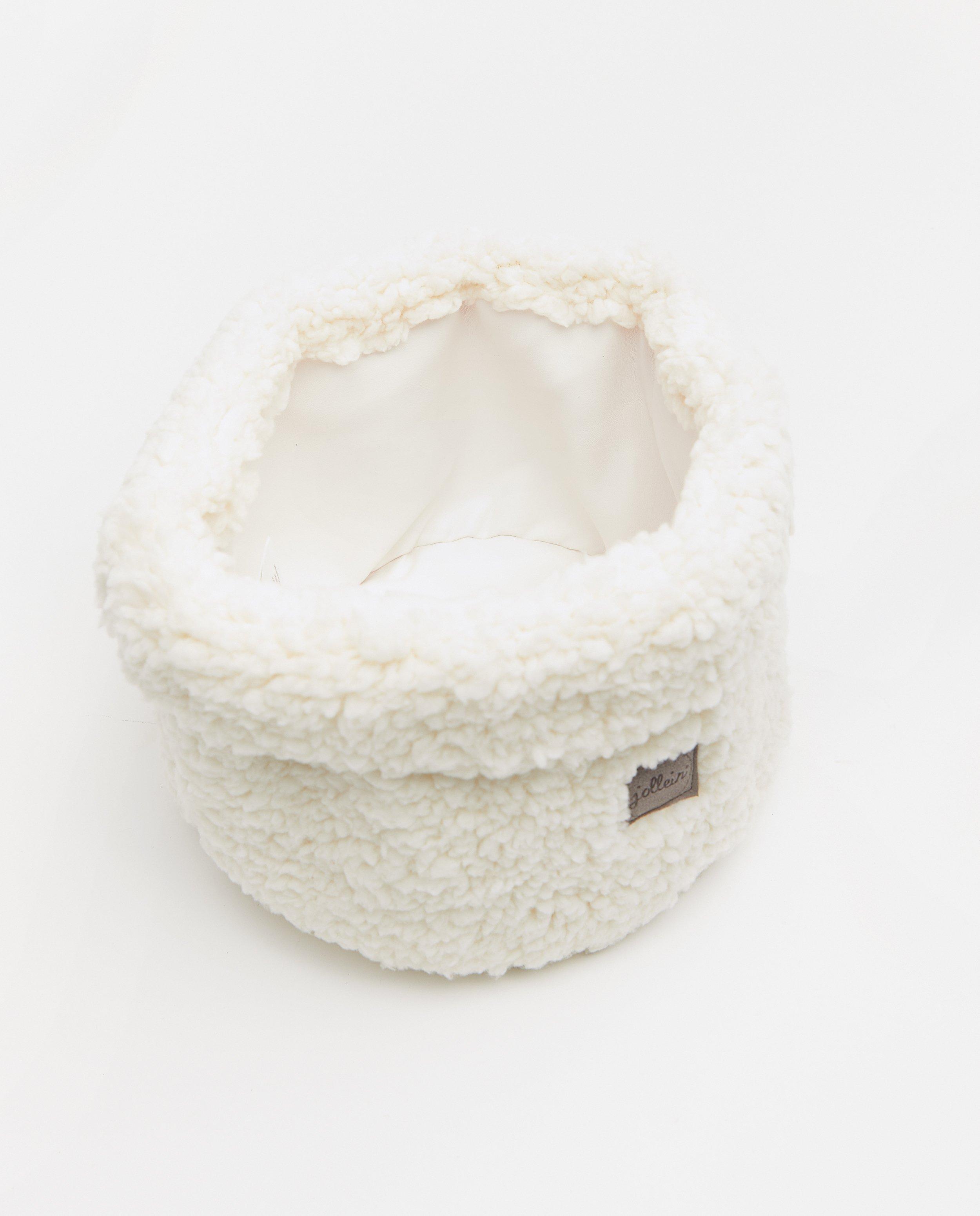 Babyspulletjes - Offwhite teddy opbergmandje Jollein