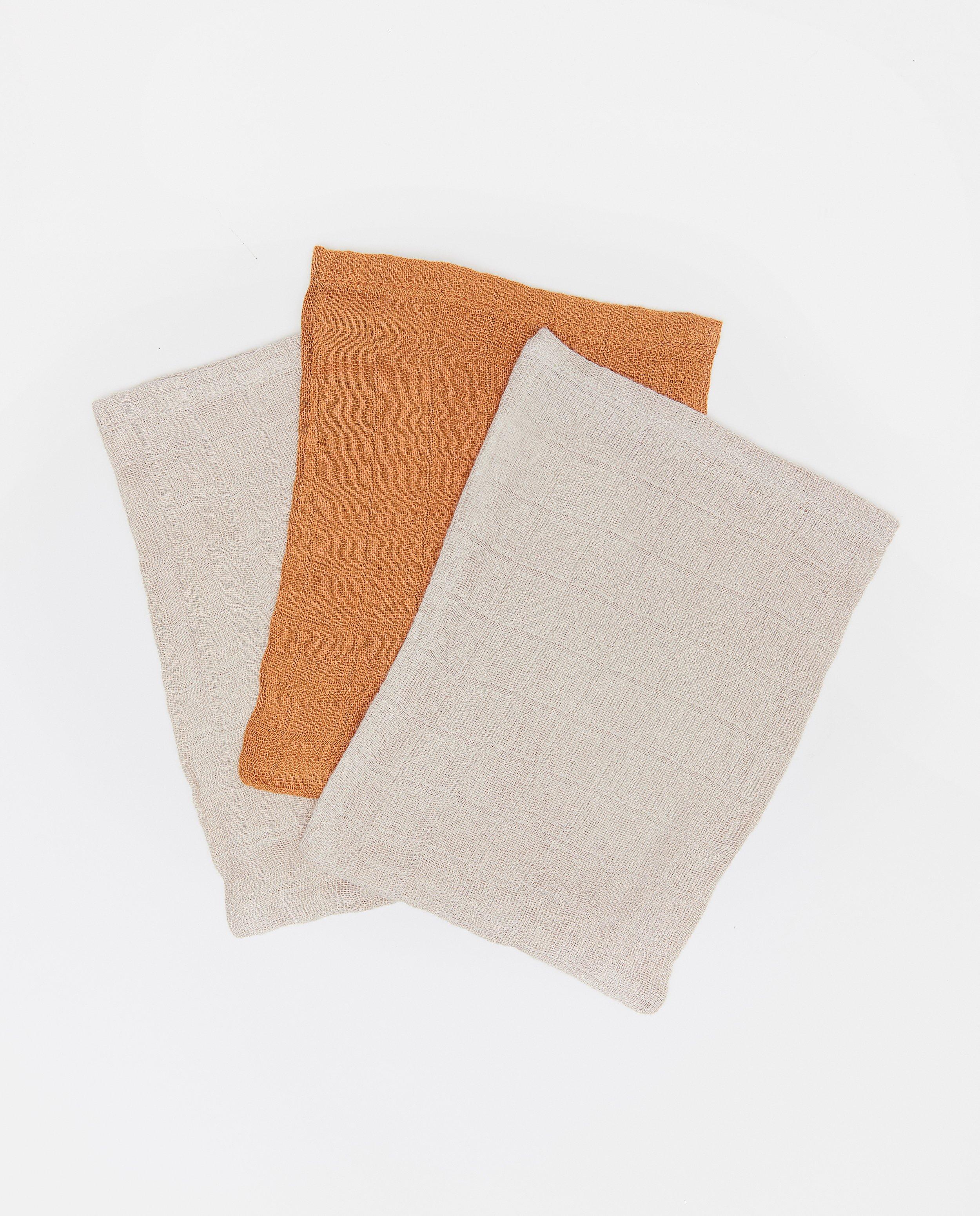 3 gants de toilette hydrophiles Jollein - en coton-bambou - Jollein