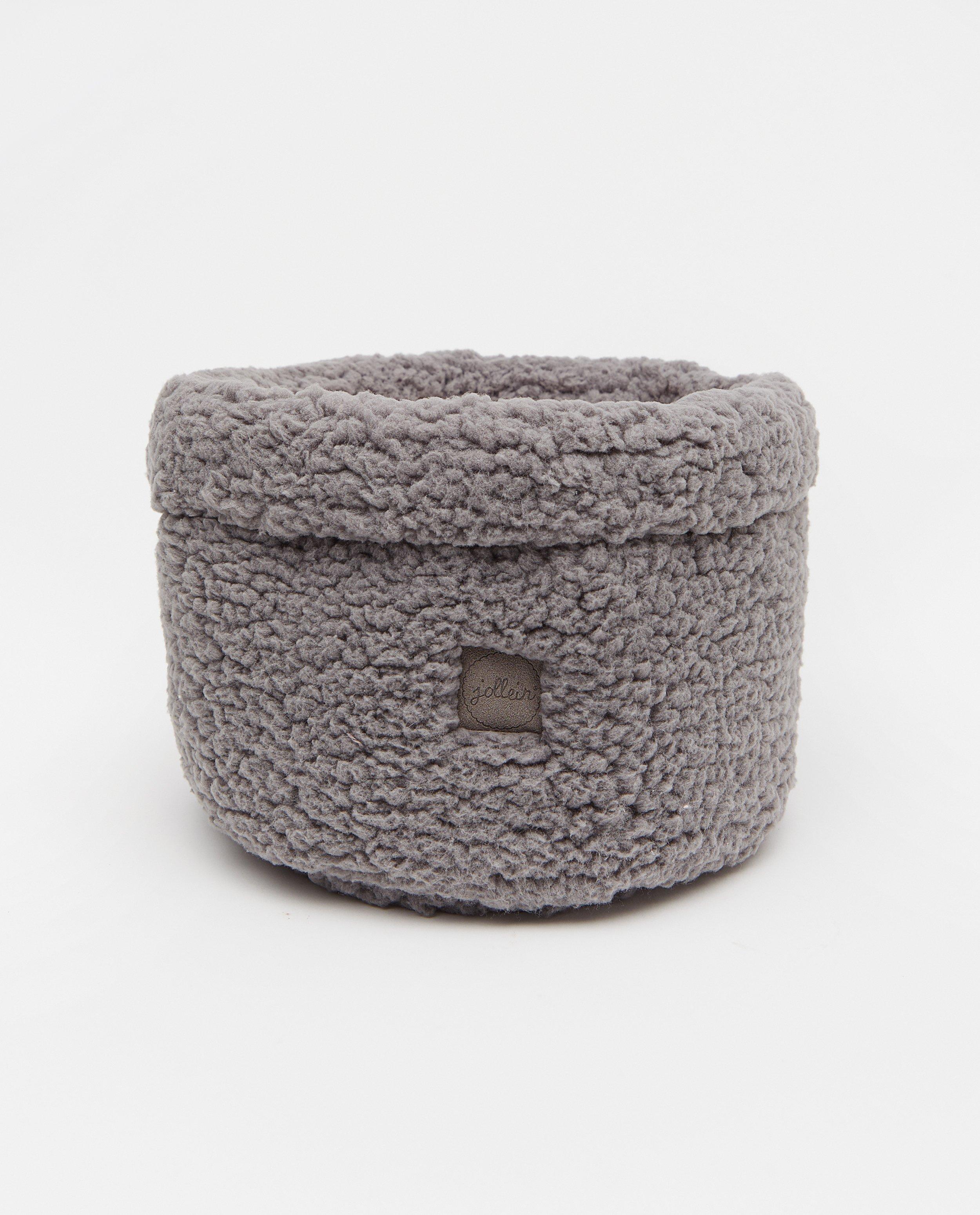 Panier de rangement gris en peluche Jollein - diamètre de 18 cm - Jollein