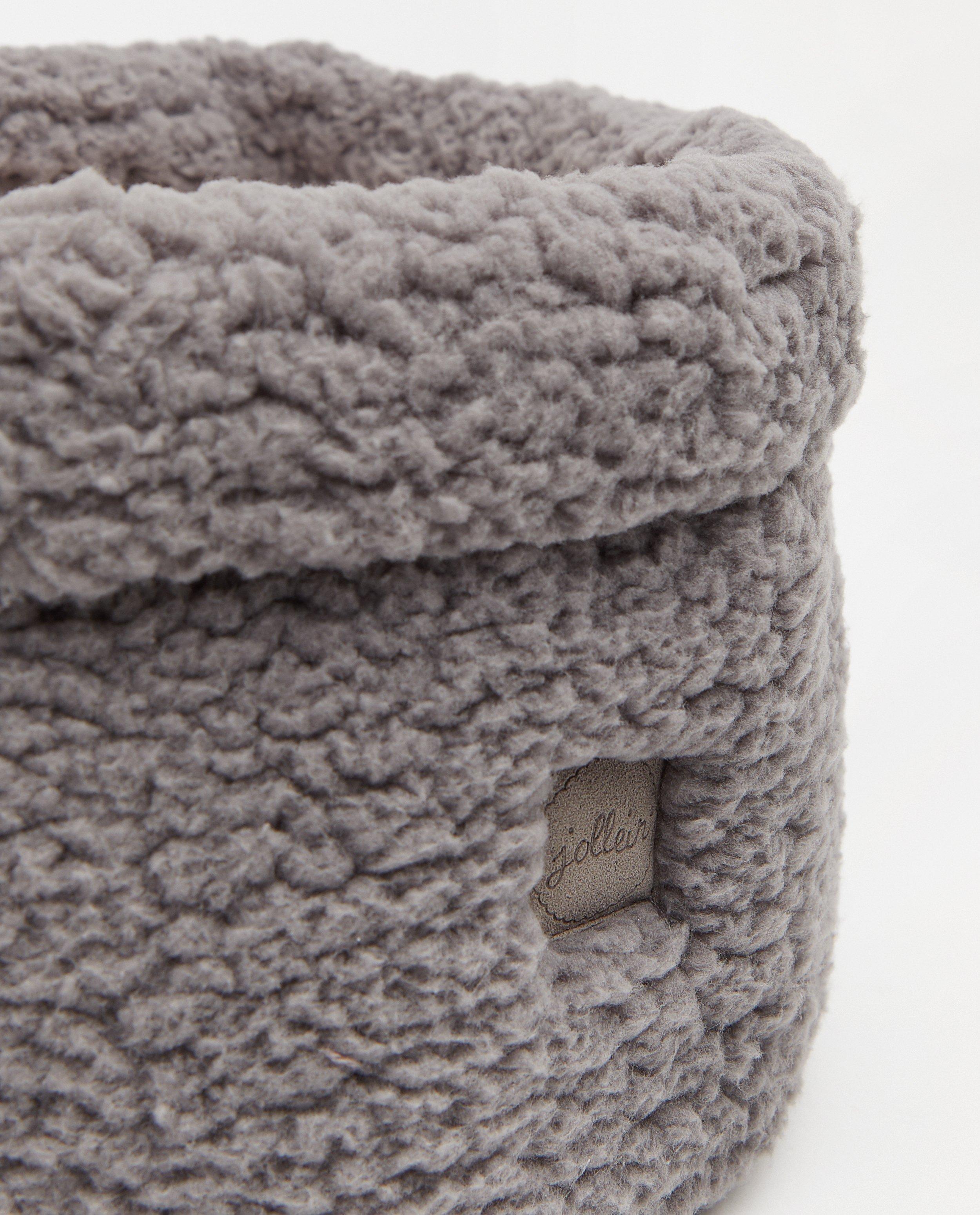 Accessoires pour bébés - Panier de rangement gris en peluche Jollein