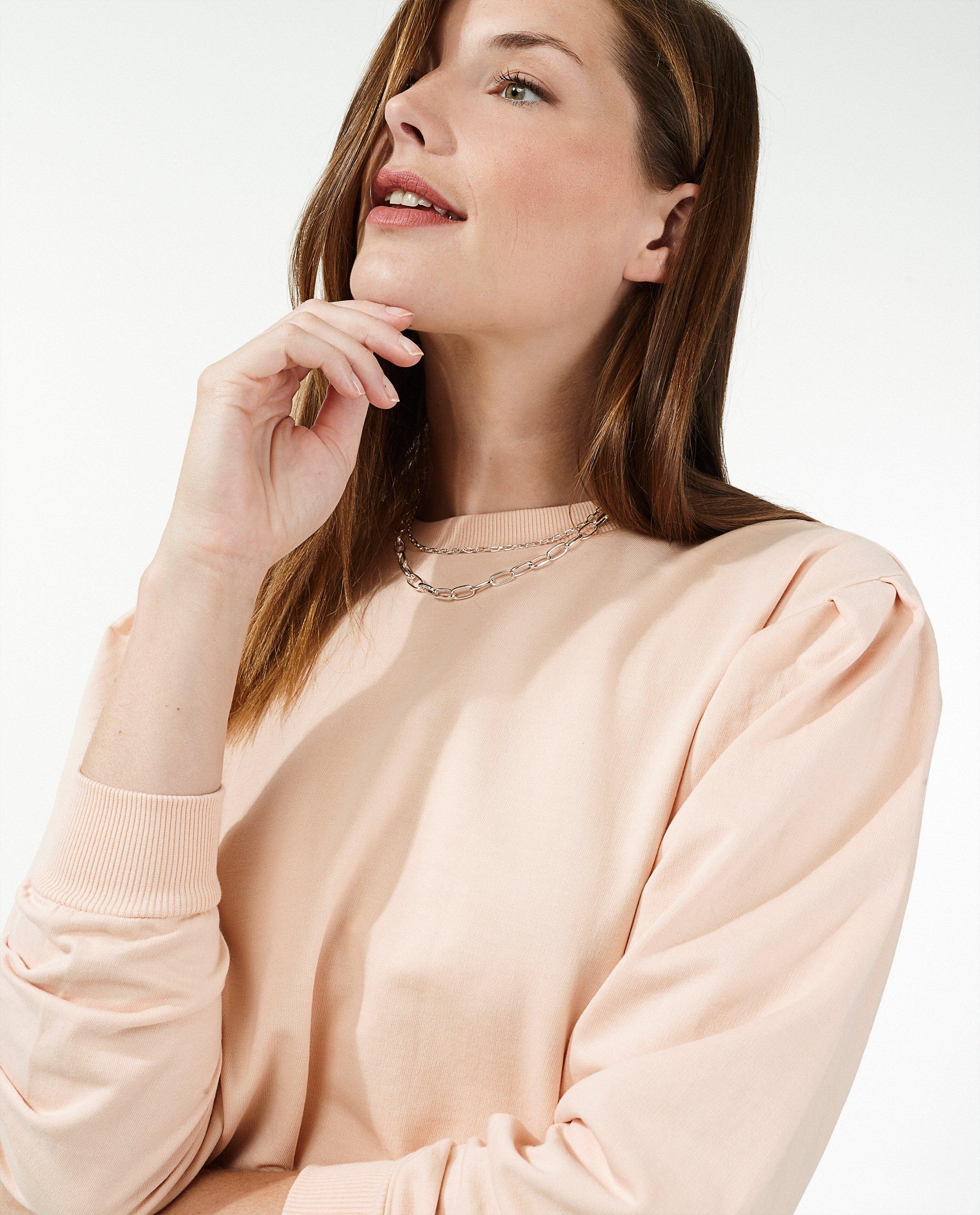 Lichtroze sweater Sora gepofte schouders Sora JBC Belgie Belgie