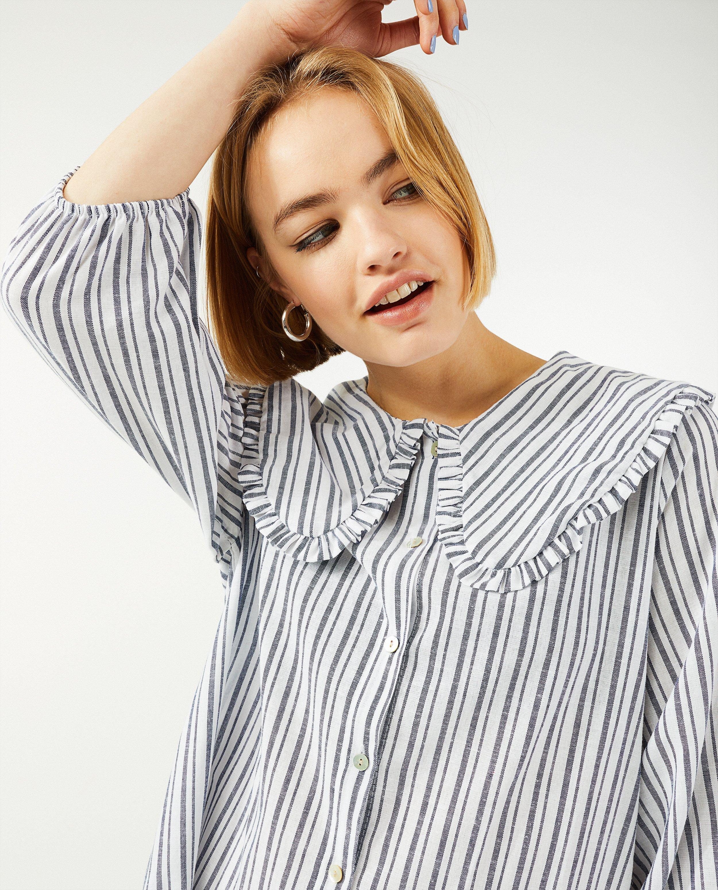 Jurk met blauwe strepen Ella Italia - met Peter Pan-collar - Ella Italia