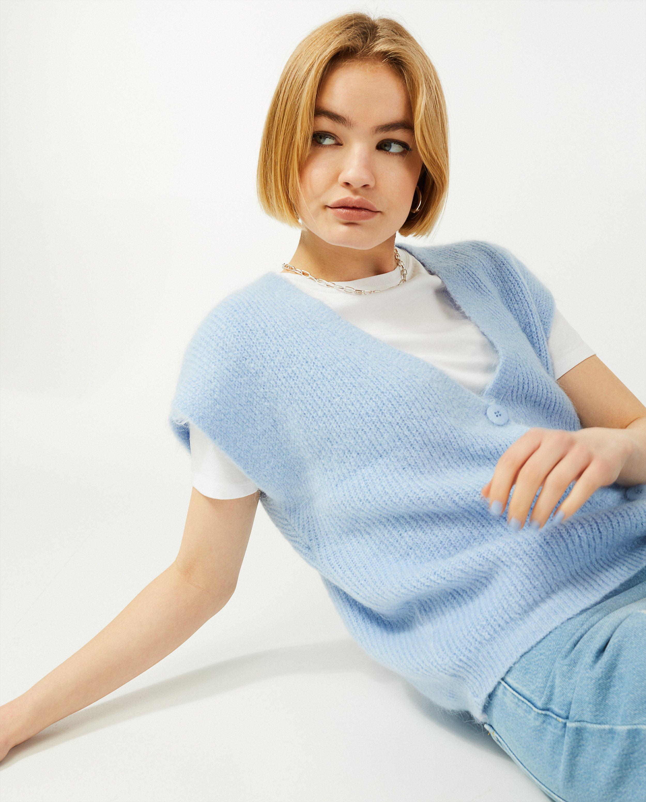Truien - Blauwe debardeur met knopen Ella Italia