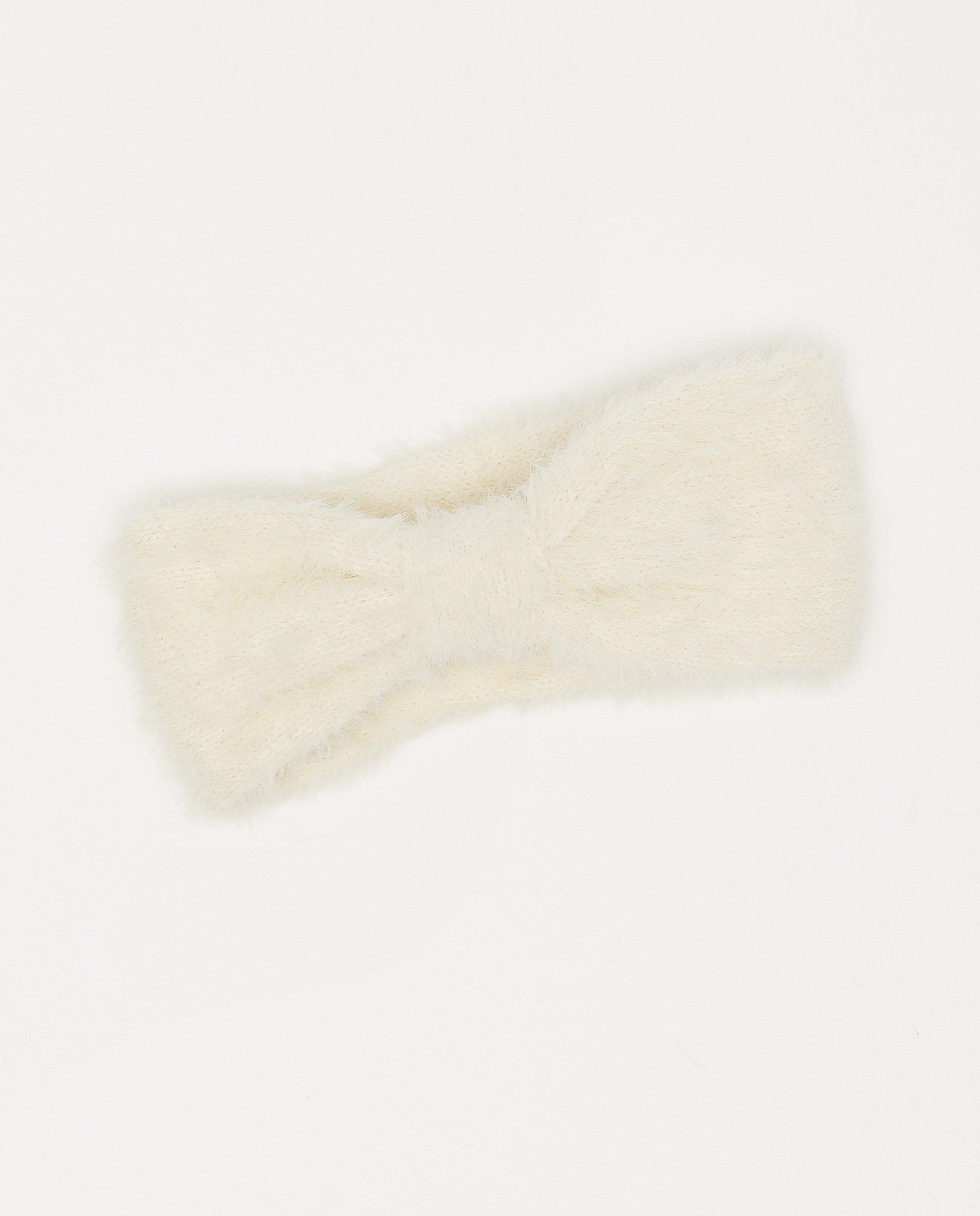 Witte hoofdband met knoop - van fuzzy garen - Milla Star