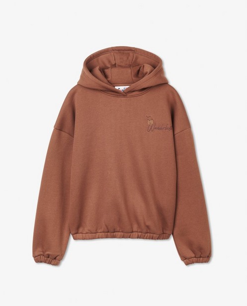 Sweaters - Bruine hoodie met opschrift