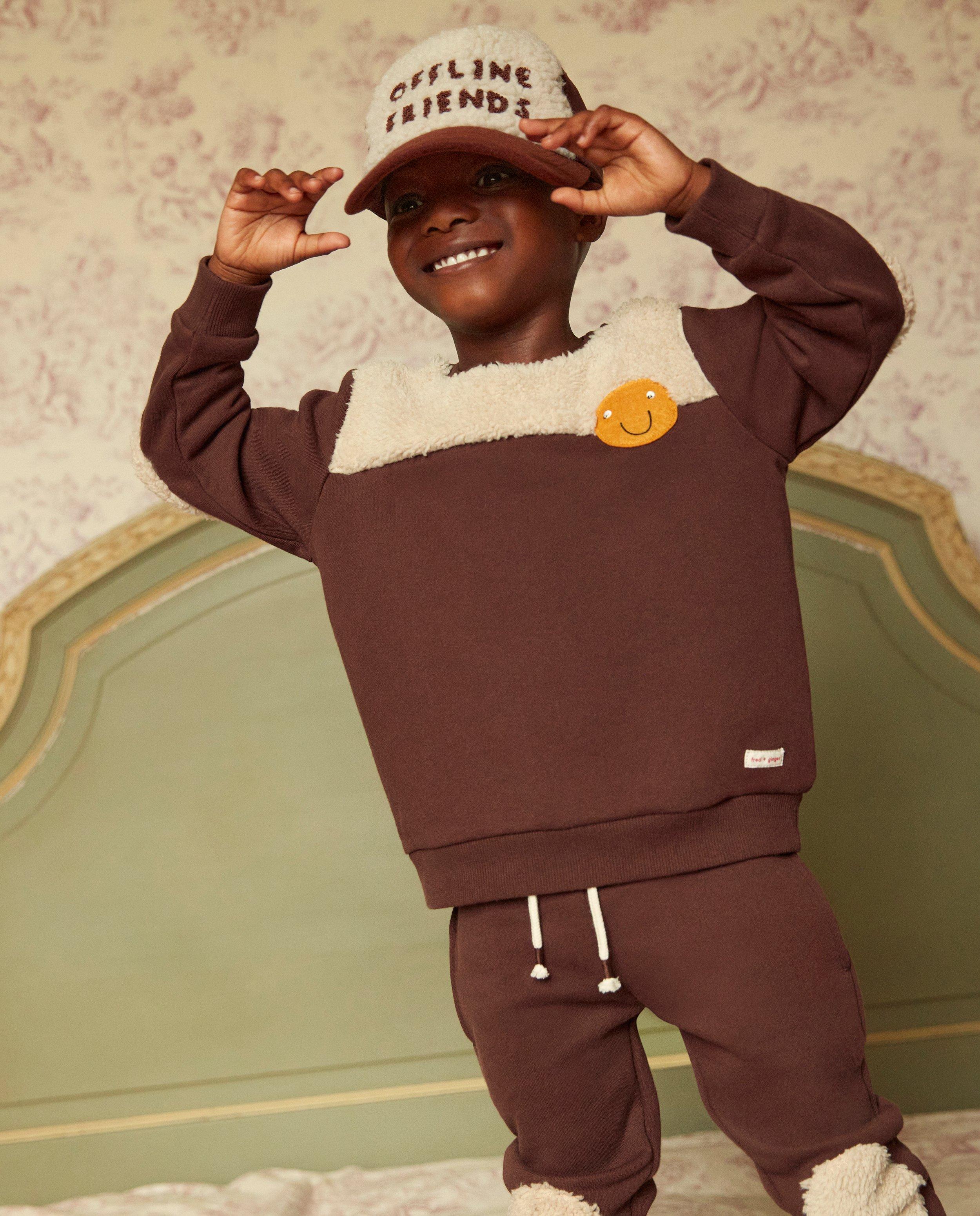 Bruine sweater met teddy fred + ginger - en gele smiley - Fred + Ginger