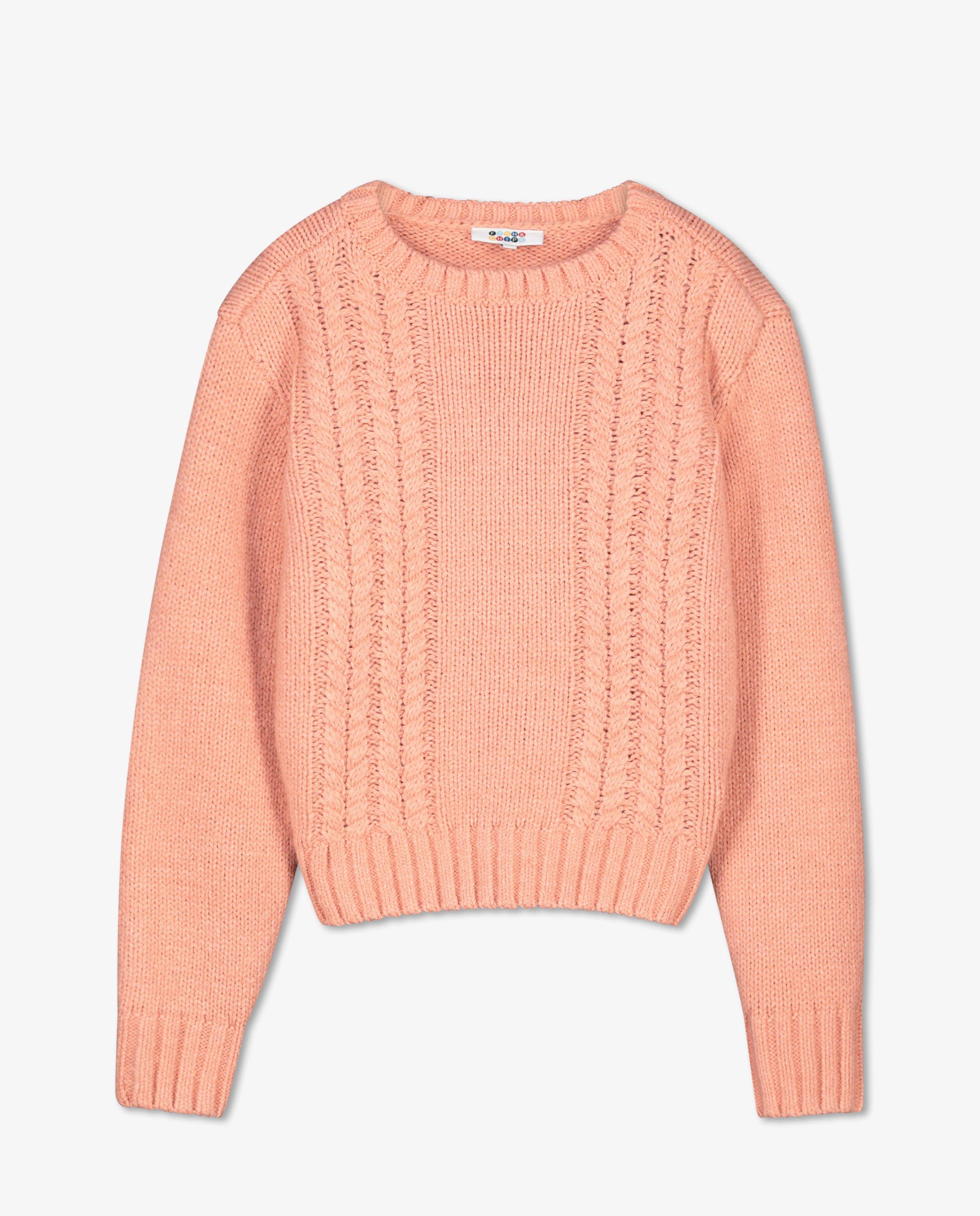 Truien - Roze trui met kabelpatroon