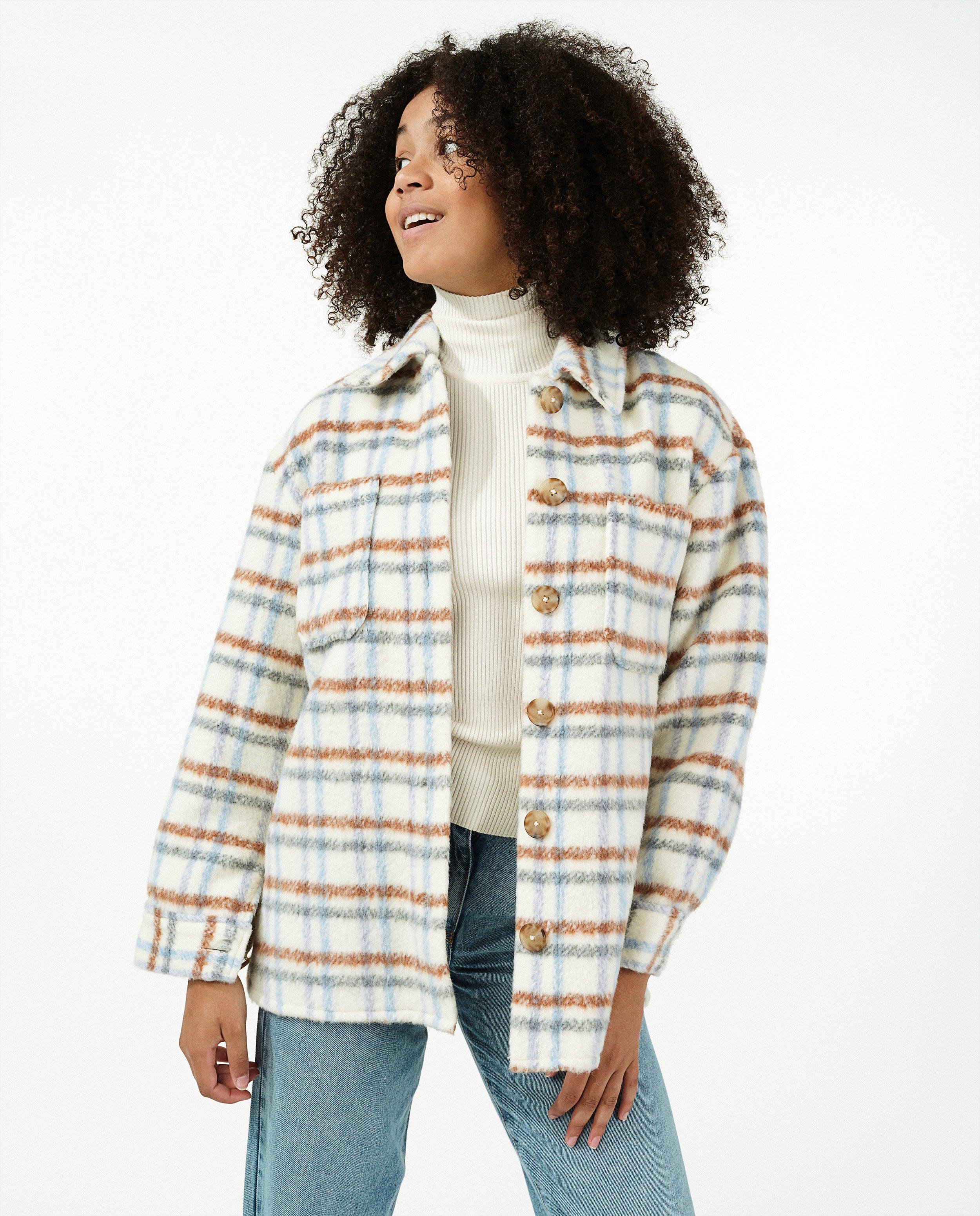 Hemden - Beige hemdjas met ruiten