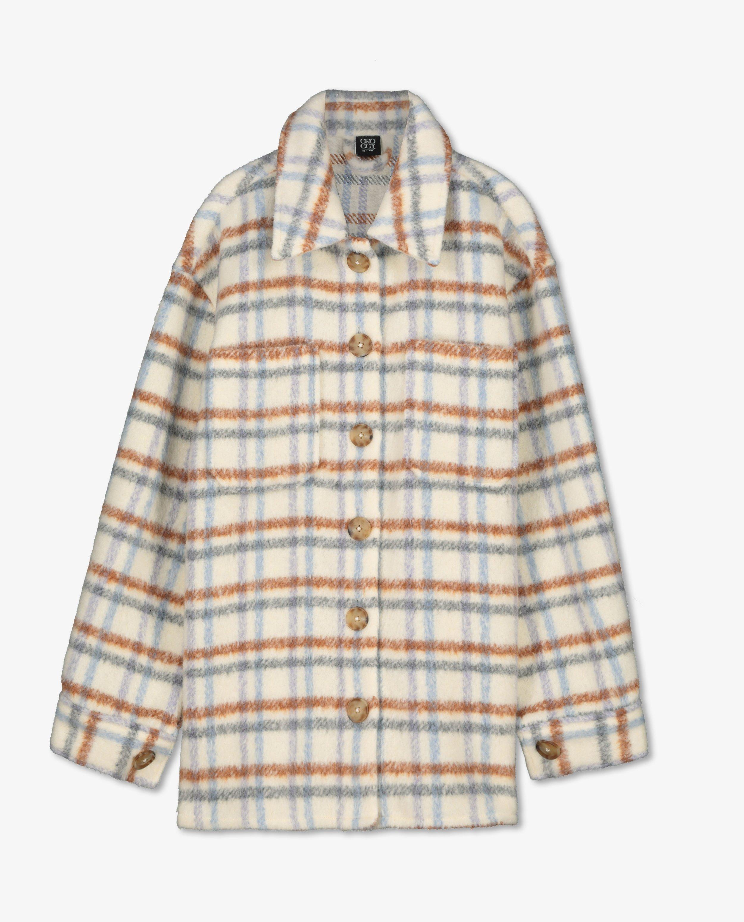Hemden - Beige hemdjas met ruiten